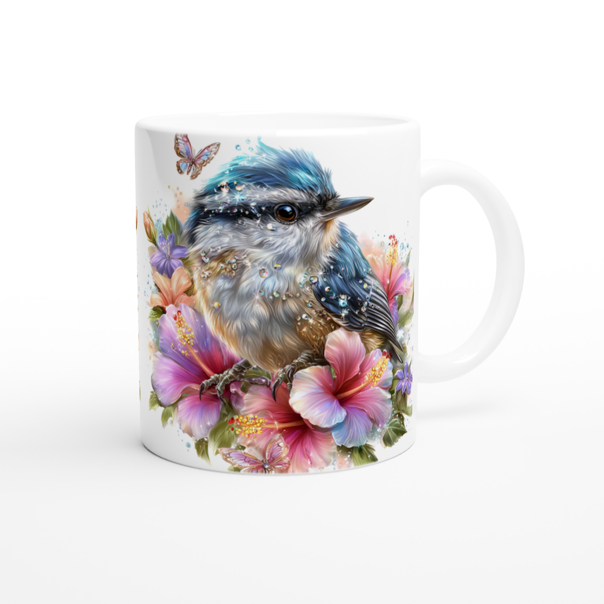 Vit 11oz keramisk mugg med magisk blåmes och blomsterkonst i ditt val av färg 9 5dd53004-23c7-4372-be26-b3573aa5379f
