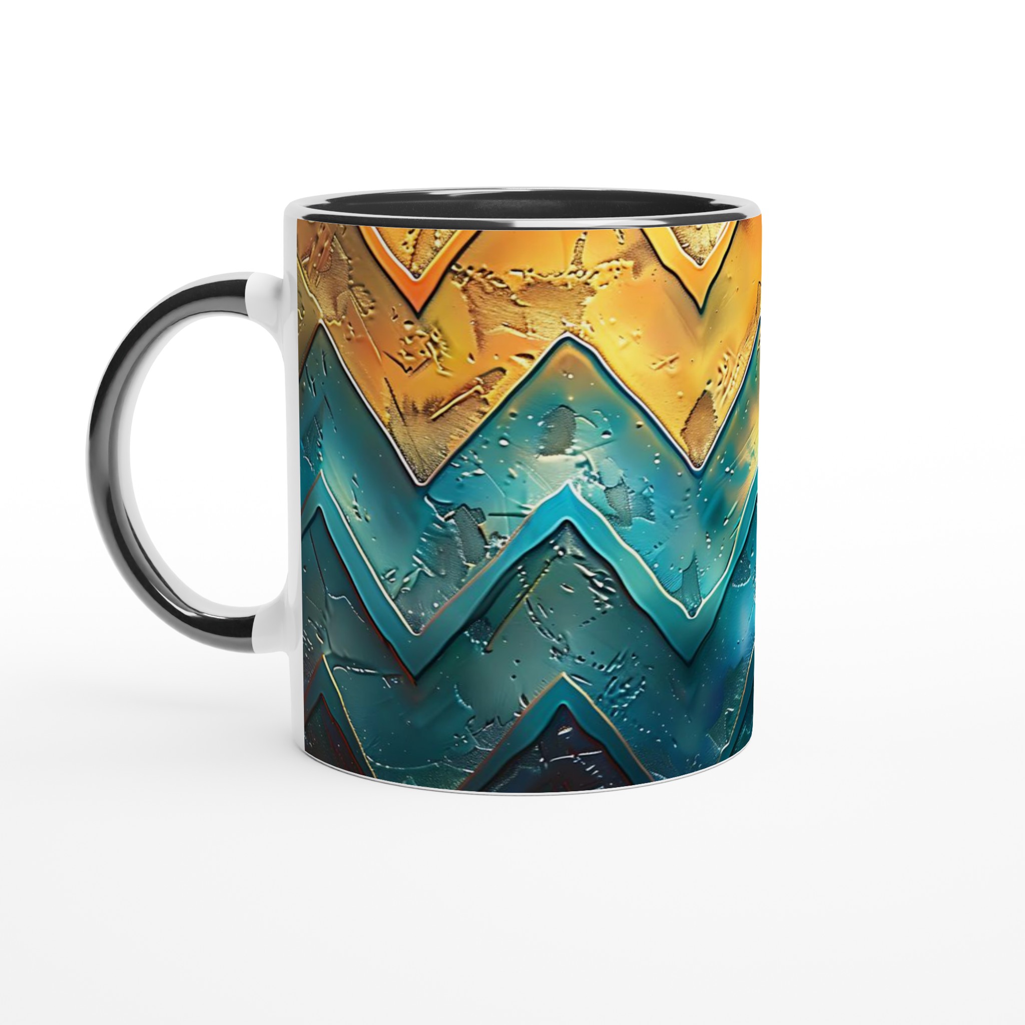 Vit 11oz keramisk mugg med levande zigzag-konst i sprakande färger 4 5e0bb788-3a9d-4ad3-b601-888437d68b06