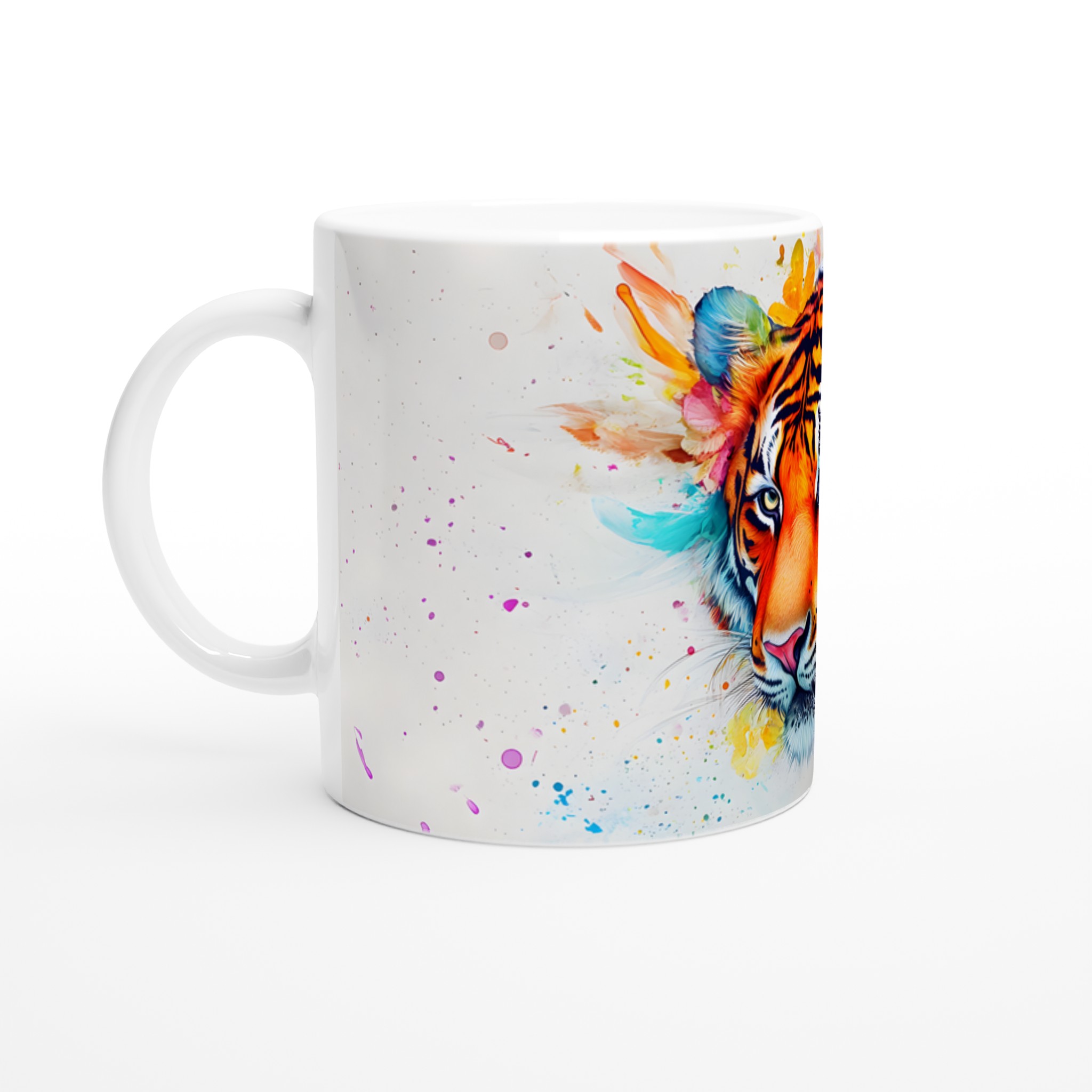 Färgsprakande Tiger Keramikmugg – Konstnärlig 11oz Kaffemugg med Akvarelldesign 1 5e22187f-f2c3-4168-896f-20a3cd654545