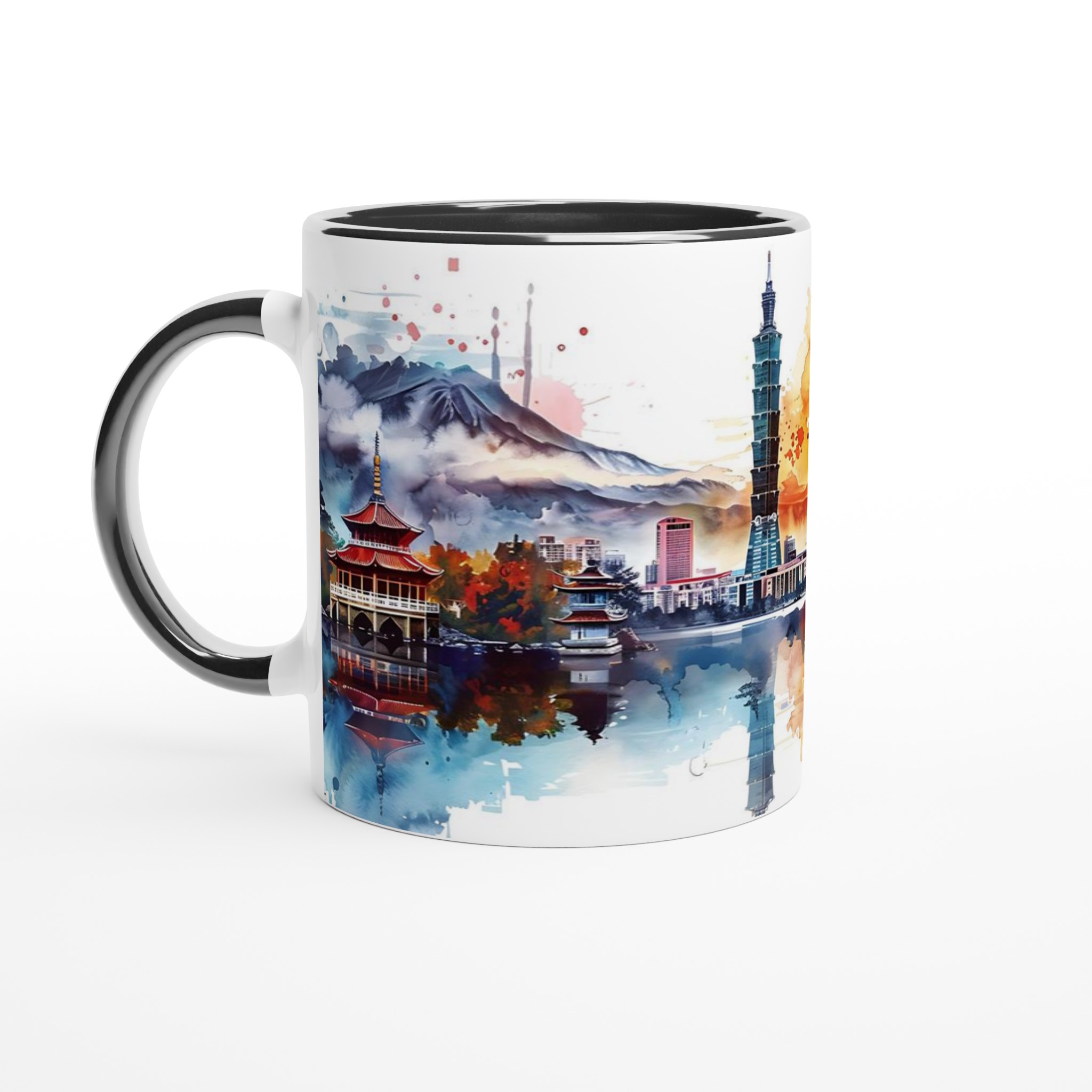 Taipei Watercolour Cityscape Mugg – 11 oz premium keramikmugg i ditt val av 7 färger 4 5e9bfe95-6cc5-4cc1-8d87-8965c458ded7