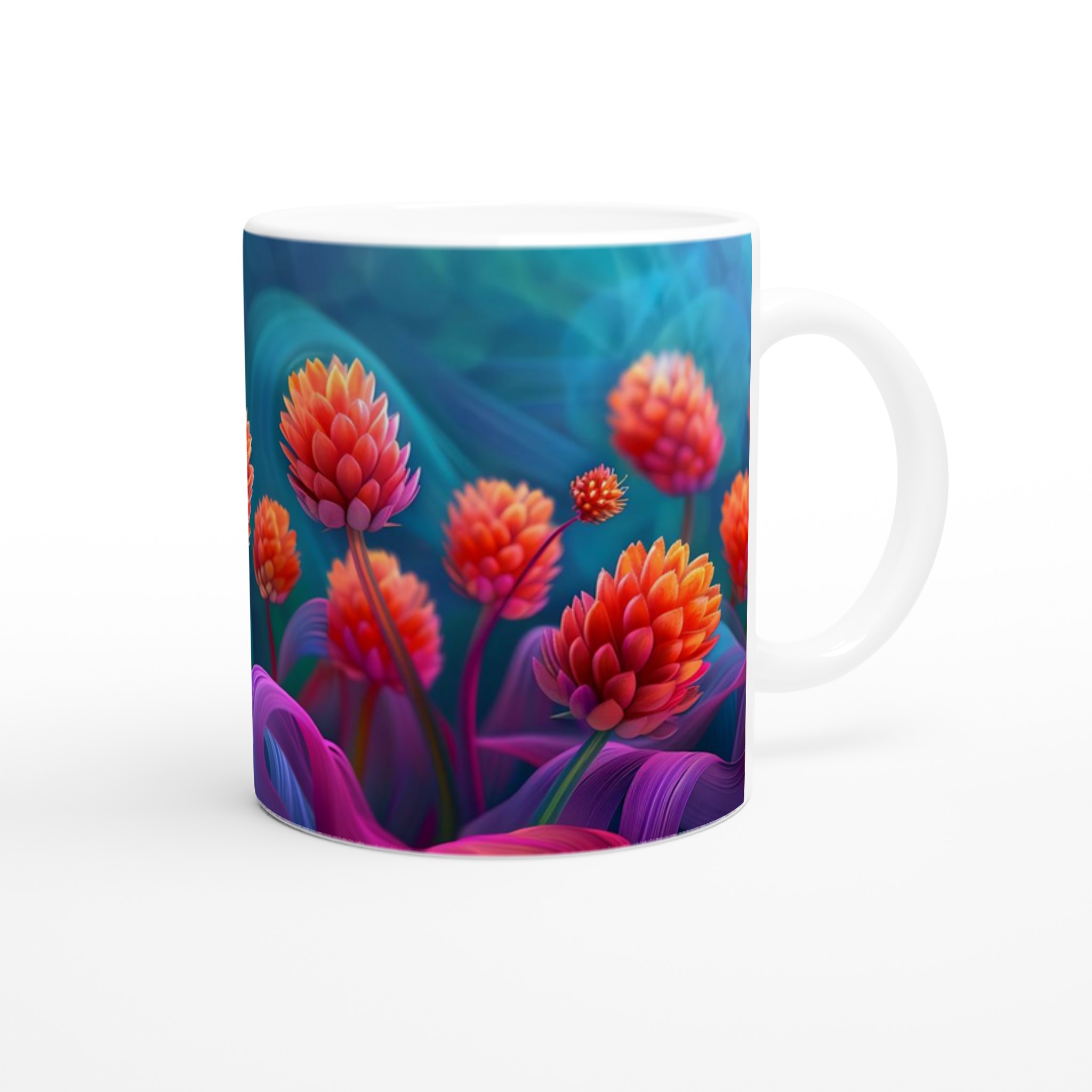 Abstrakt Blomstermugg: Levande Orange & Magenta i 11oz Keramik – Välj Din Färg! 9 5ea56a7a-a49c-457e-b287-abedd2280b67