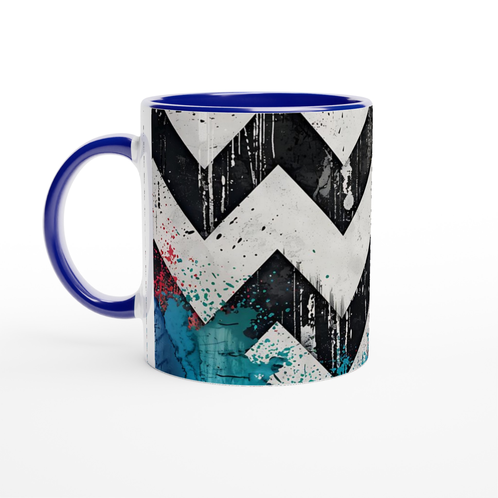 Vit 11oz keramisk mugg med djärvt zigzag-mönster i livfulla färger – välj din favoritfärg på muggen 2 5eb95b03-da11-4e15-9b7d-a8db6acf1383