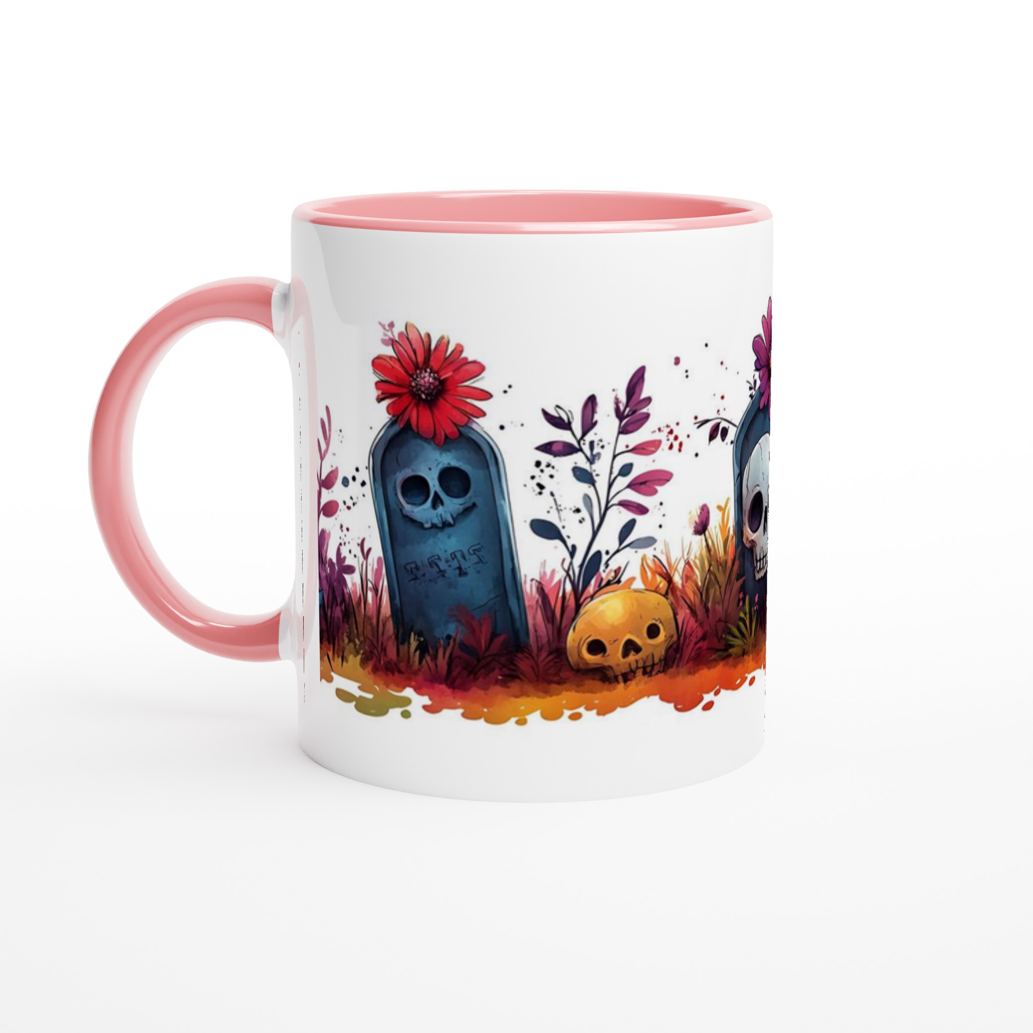 "Söta Skräcken" Keramisk Mugg - Gotisk Charm med Färgstarka Blommor & Skallar, 11oz Kaffekopp i Valfri Färg 6 5f0264d5-2bf3-4d31-a5ad-e9ca08130e31