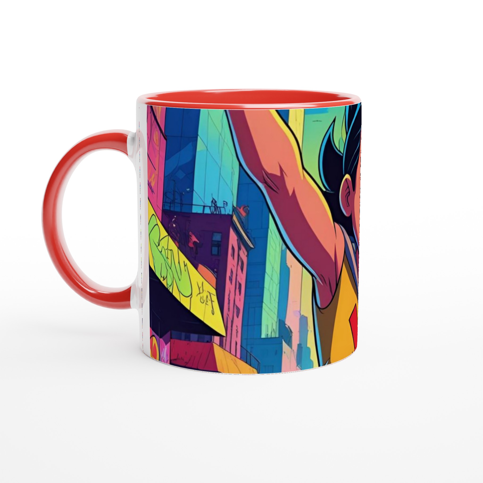 Vit 11oz keramisk mugg med färgstarkt, lekfullt stadsäventyr – välj din favoritfärg 5 5f2acc5b-966b-4d49-a1dc-be6631436299