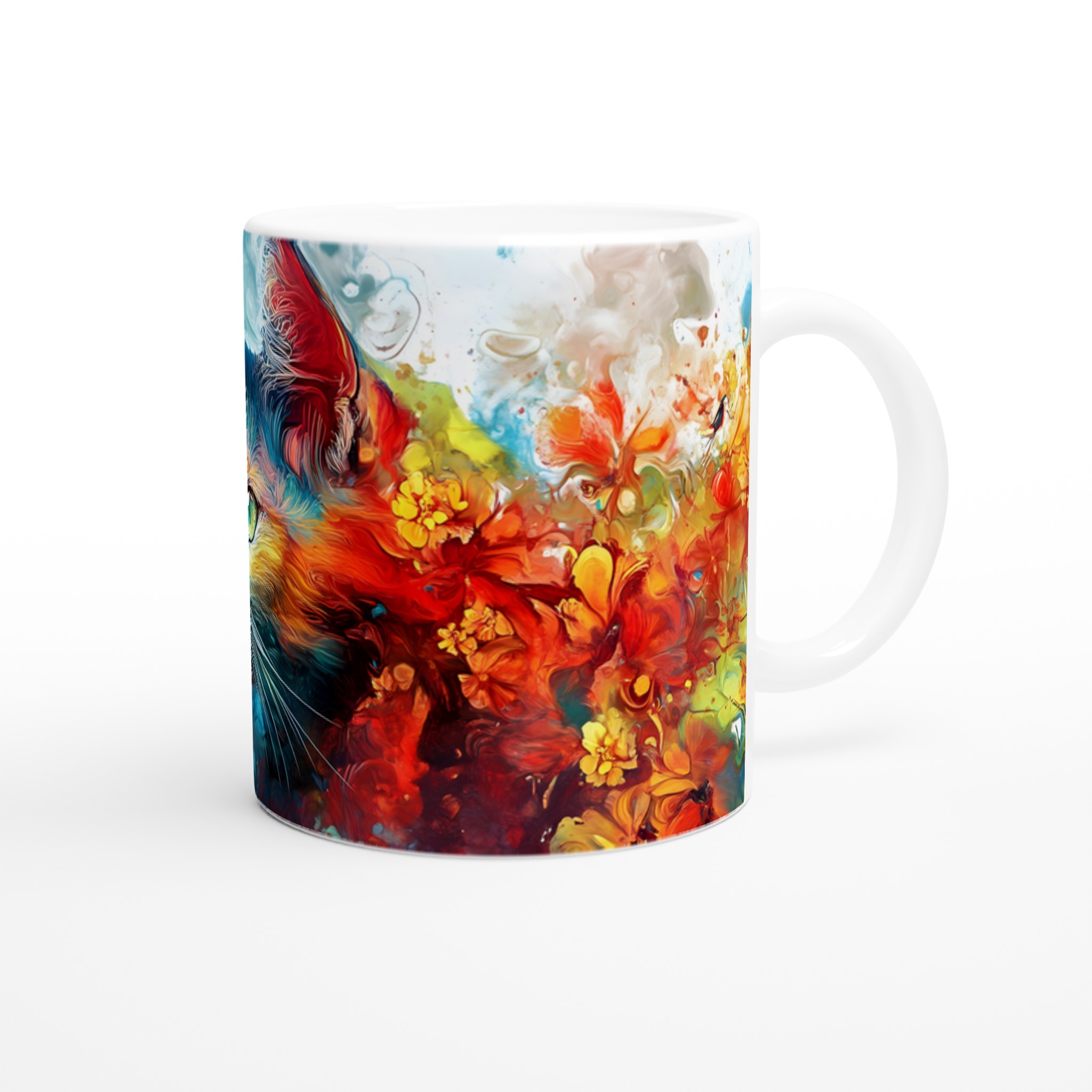 Färgsprakande Kattkonst Mugg – 11 oz Keramikmugg för kaffeälskare i sju levande färger 9 5f300f72-4c36-4761-a2d3-b07d84355bba