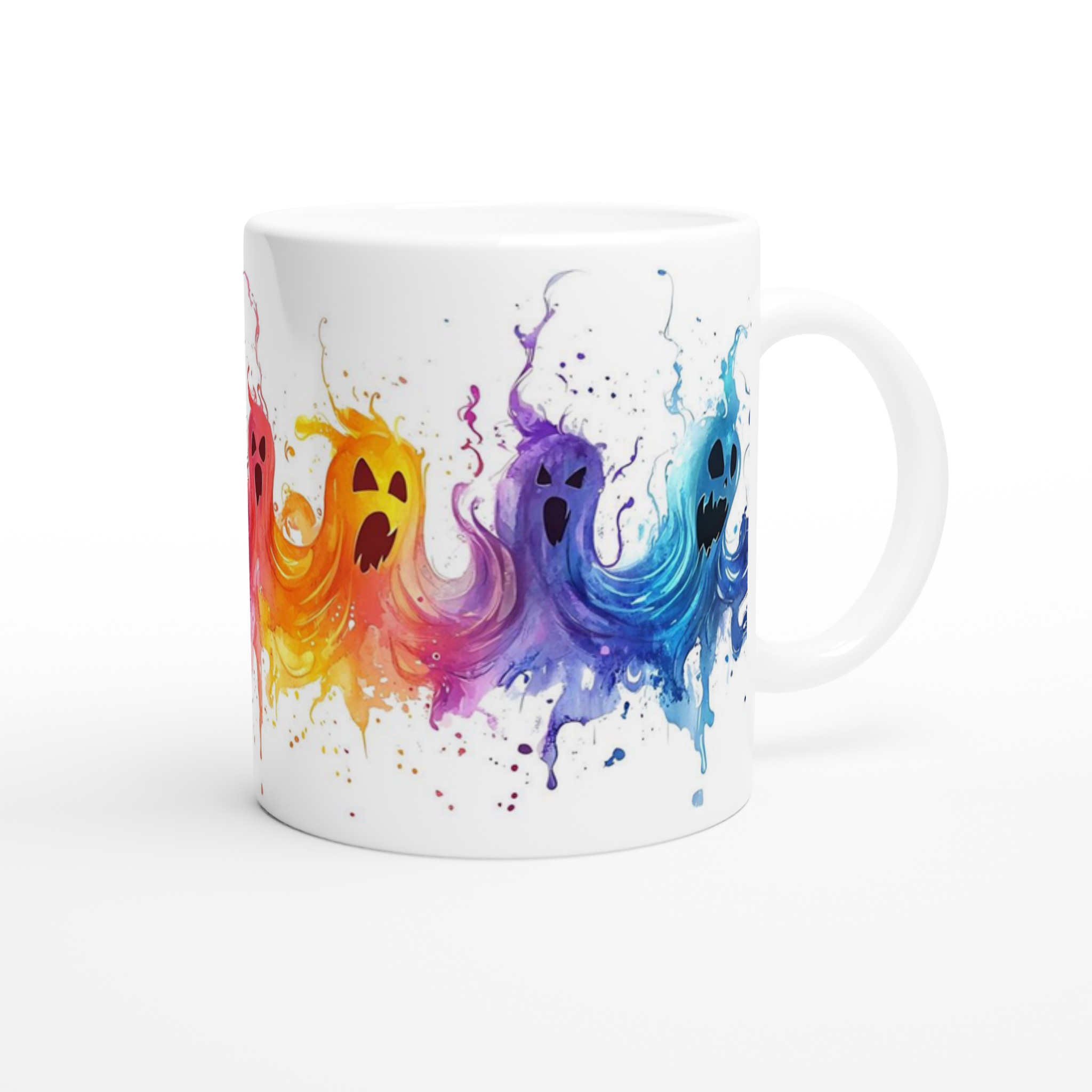 Halloweenspöken i akvarell – Färgstark 11oz keramikmugg för kaffe och te 9 5f4187c1-5863-48dc-ac2f-6bc2a9139ea7