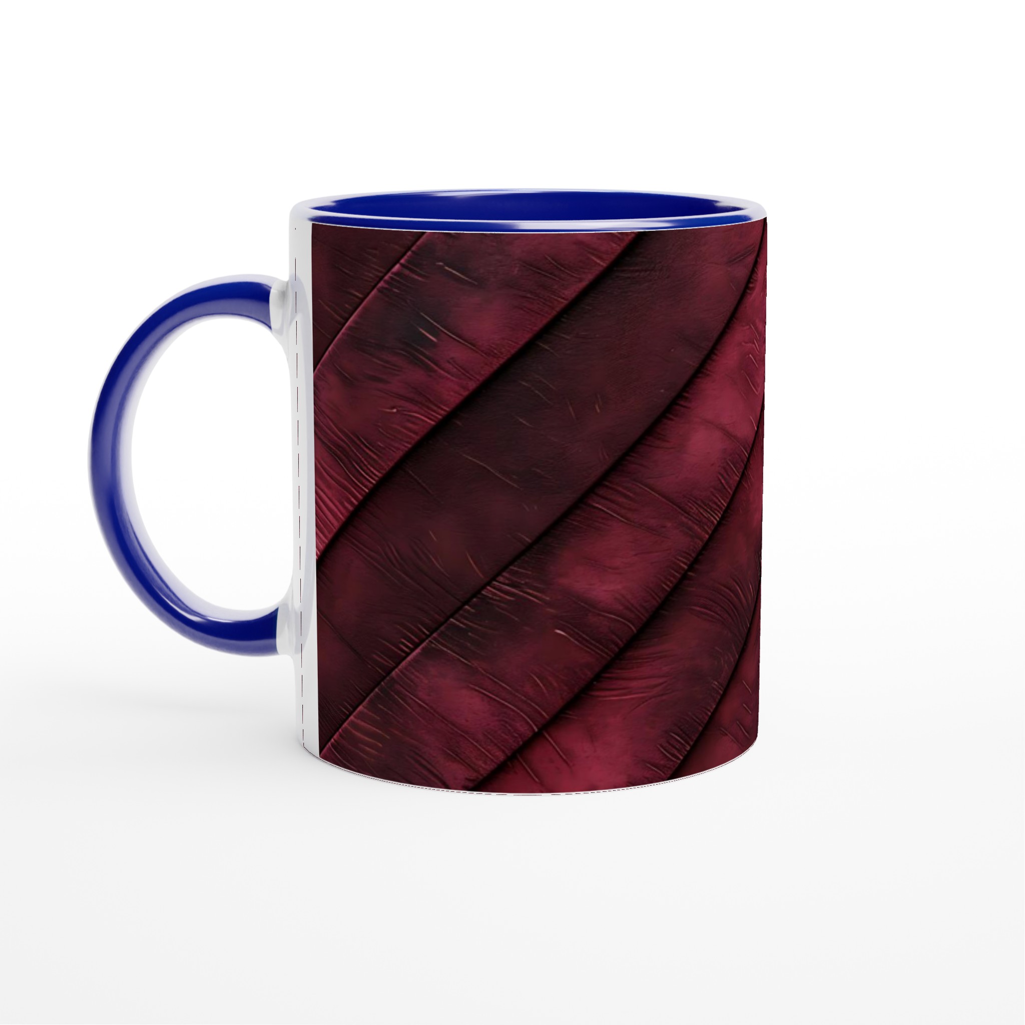 Vit 11oz keramisk mugg med elegant mörkröd läderstruktur – välj din favoritfärg 2 5f6b112f-f8a1-47dd-8b5f-26714ae64194