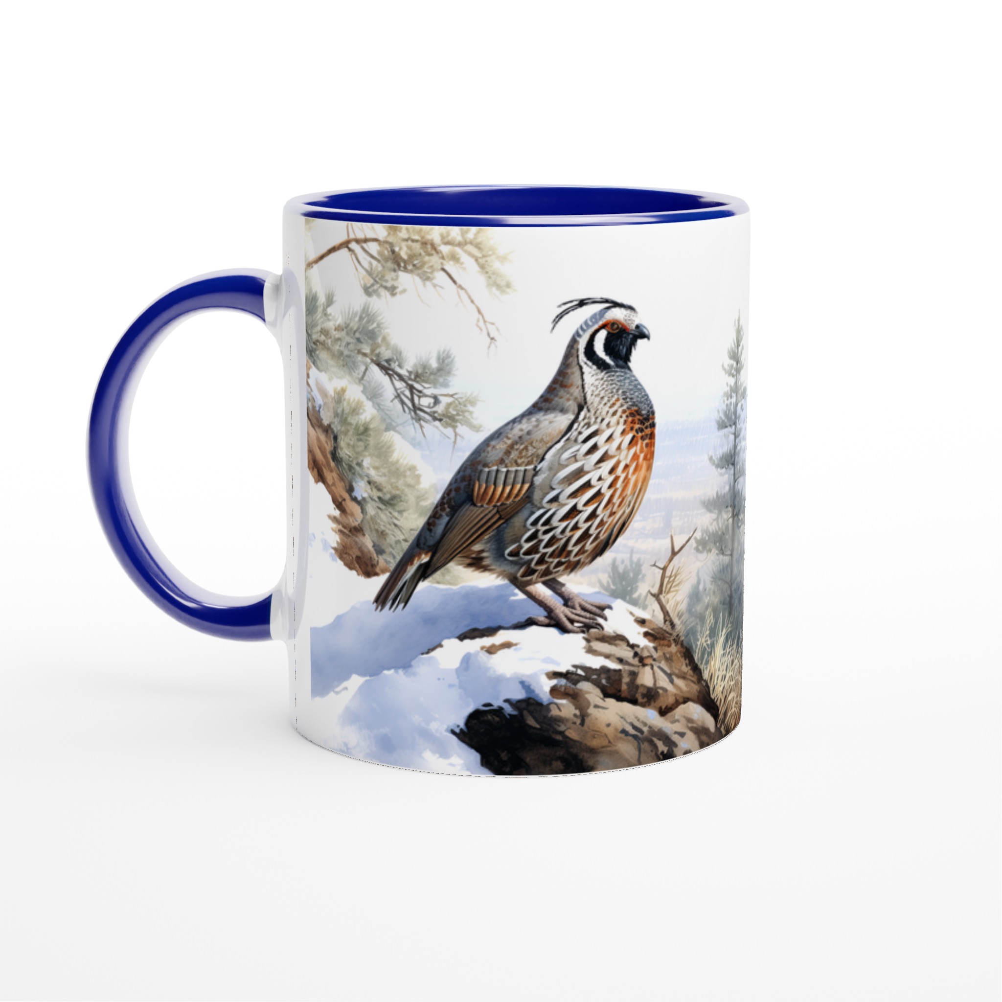 Vit 11oz keramisk mugg med elegant vildfågelmotiv i naturskön palett – välj din favoritfärg 2 5f8dbe74-331a-400a-b441-f4f5f7a709bd