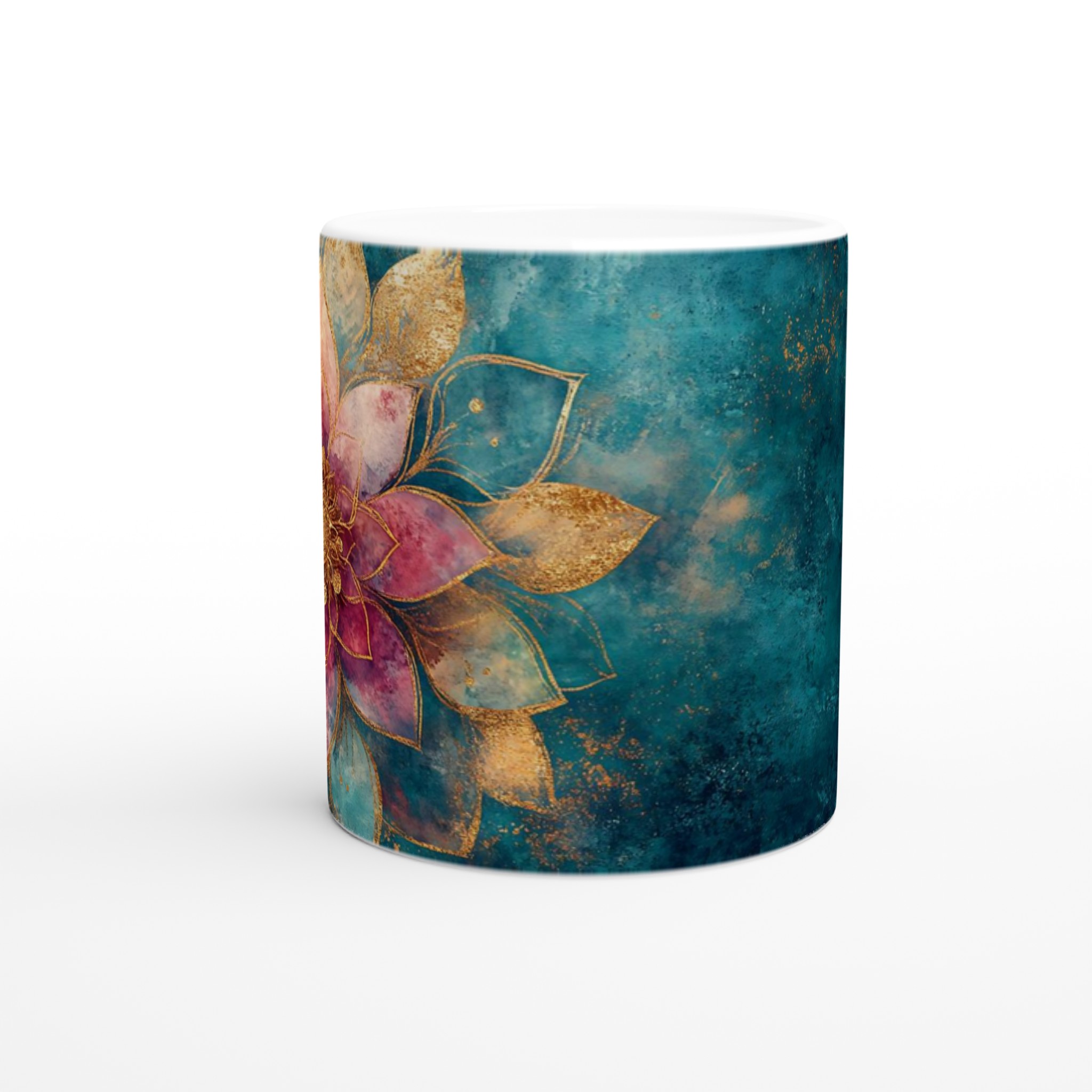 Lyxig Keramisk Mugg med Gulddetaljer & Akvarellblomma – 11oz, Välj Din Färg! 9 5f9285b2-dd51-4b6c-9373-516b146d7cfc