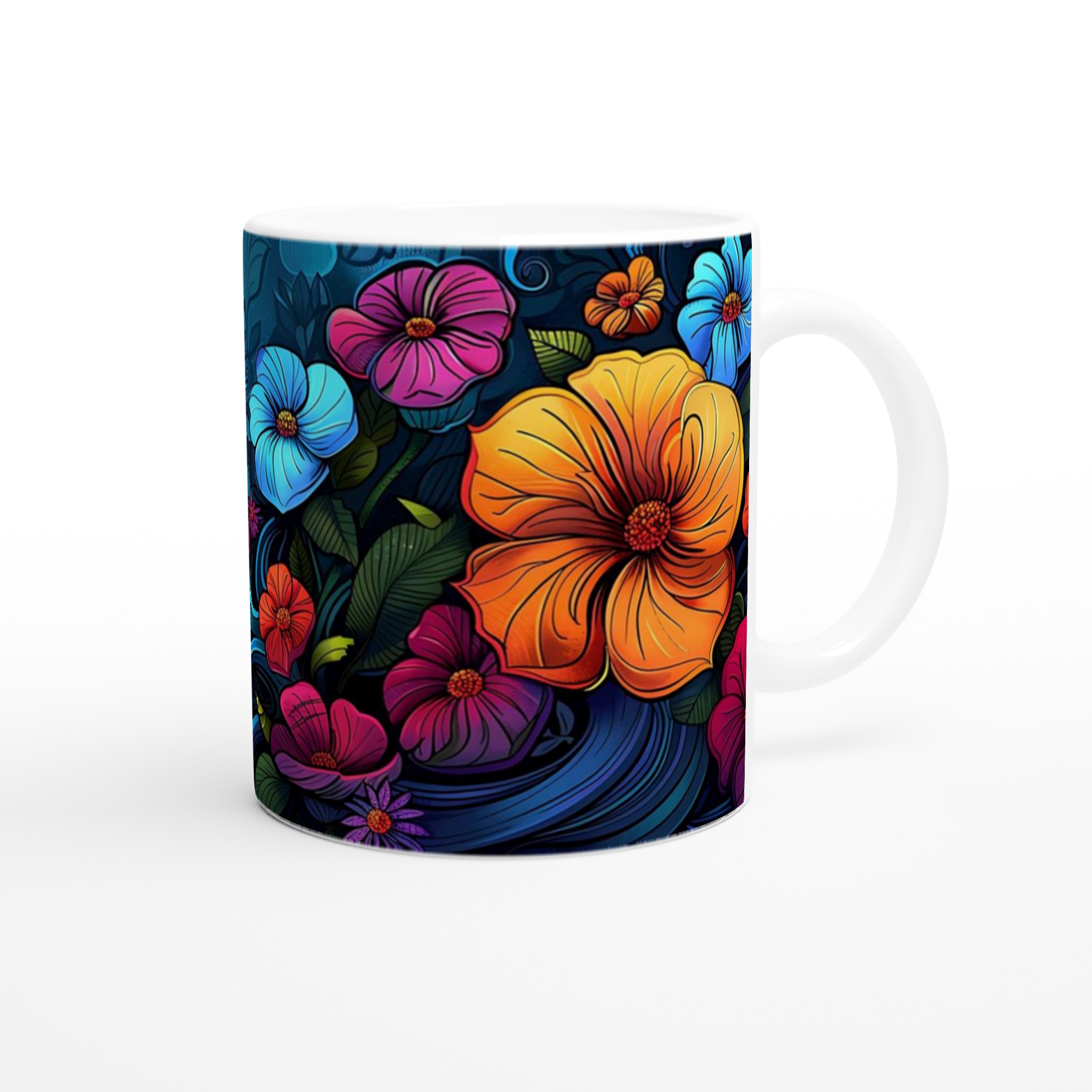 Tropisk Blomsterprakt Keramikmugg - 11oz, Välj Bland 7 Levande Färger 9 5f929750-4dc6-4a3c-a801-4a7a7007ad19