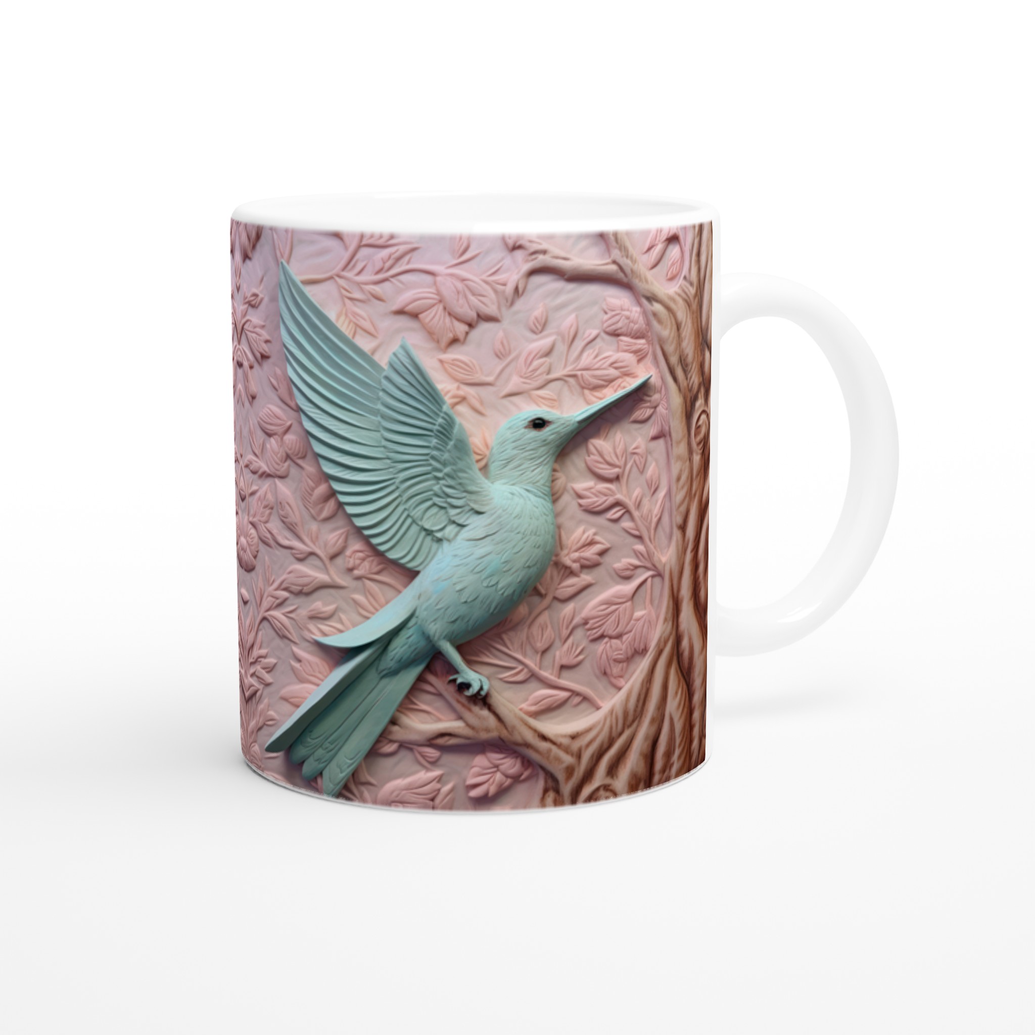 Vit 11oz keramisk mugg med eleganta pastellfåglar – välj bland sju vackra färger 9 5f93ecb5-0432-4df2-96cd-3913a5f66df9