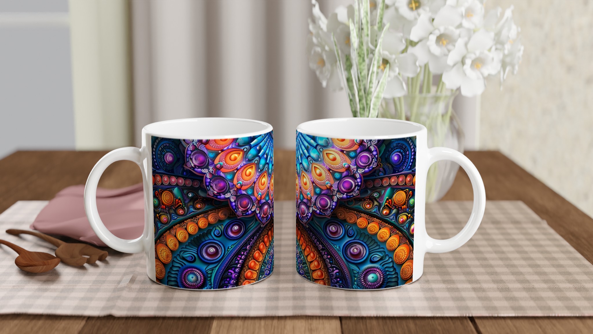 Psykedelisk Mandala Keramikmugg - 11oz Levande Design i Valfri Färg 10 5f9e41cb-ba72-49b7-9acf-73df34fa771d