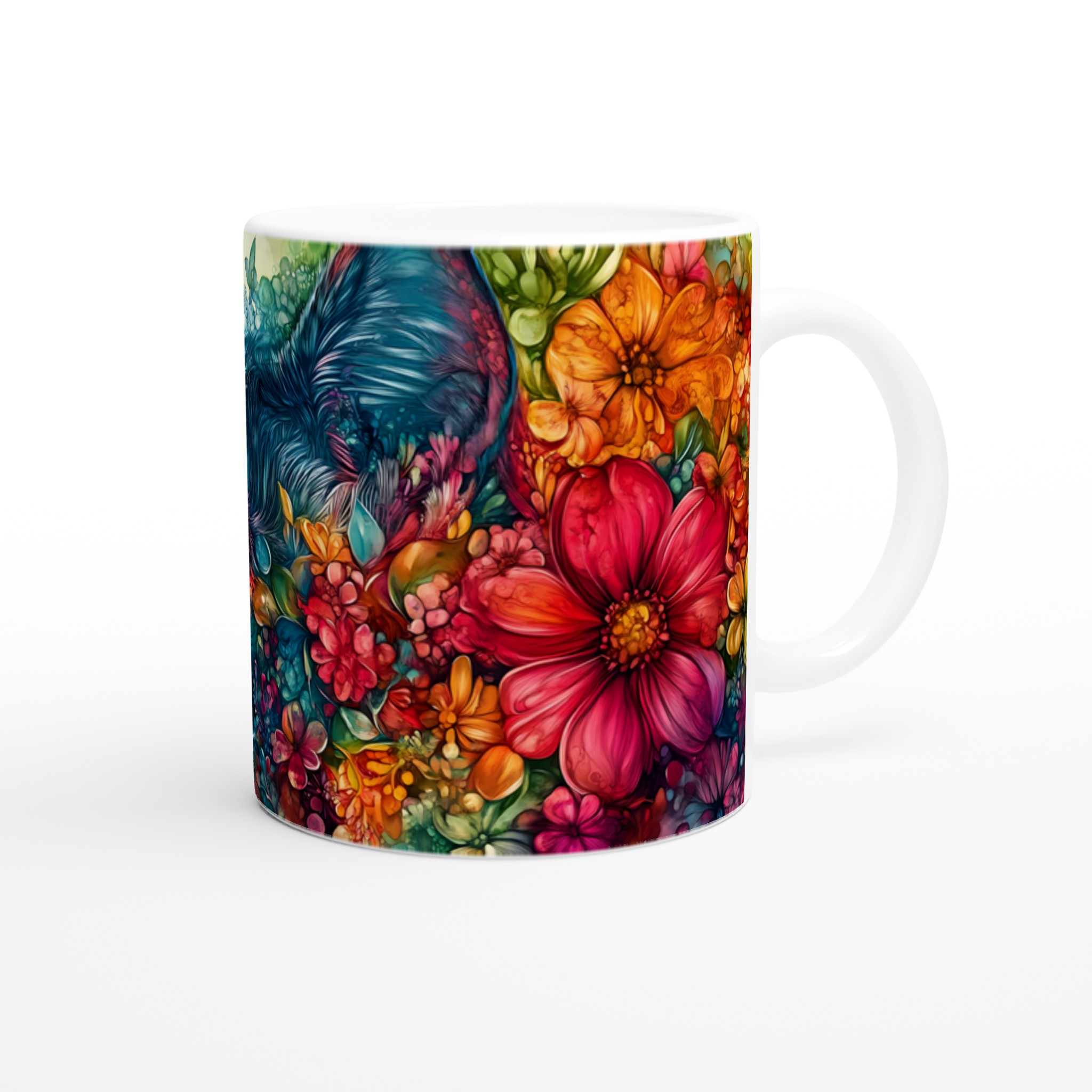 Färgsprakande Katt & Blomstermugg – 11 oz keramisk mugg för konstälskare 9 5fac893d-da60-4812-bd96-1c0d95f1a9bd