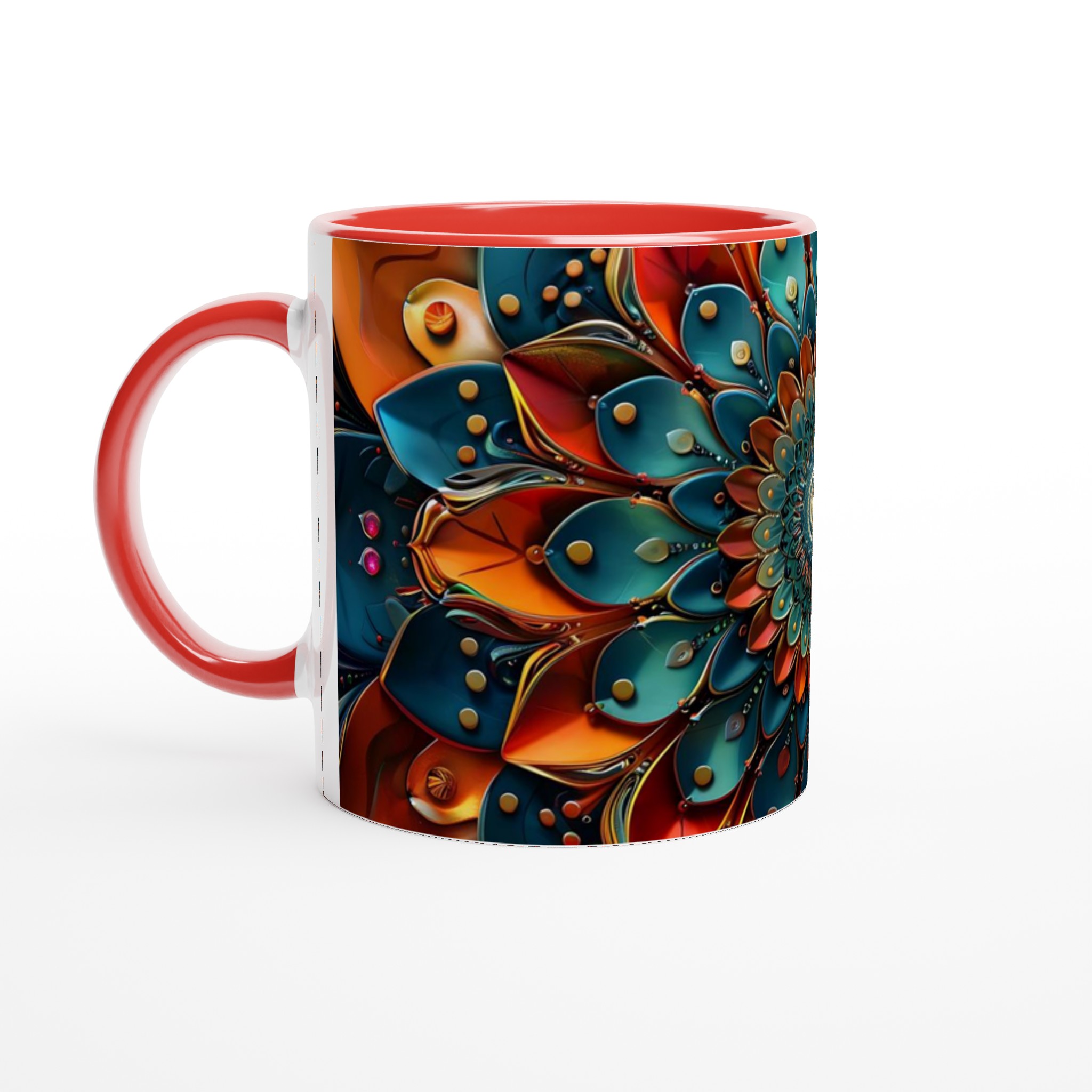Abstrakt Mandala Konst Mugg – Levande Keramisk Kaffemugg med Djupa Blå & Orange Toner 5 5fc881af-46b5-471f-81cf-24d96a3f43e0