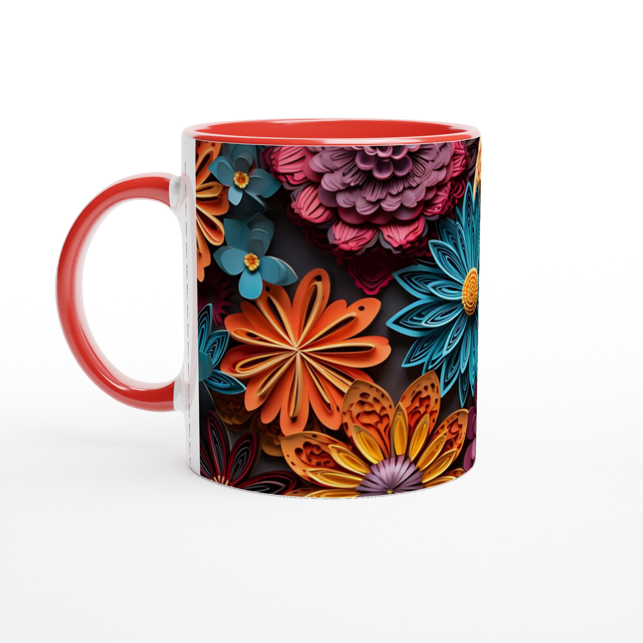 Vit 11oz keramisk mugg med färgsprakande blomsterdesign – välj din favoritfärg 5 5fd803c6-de95-4687-905f-52bc5e7e7c93