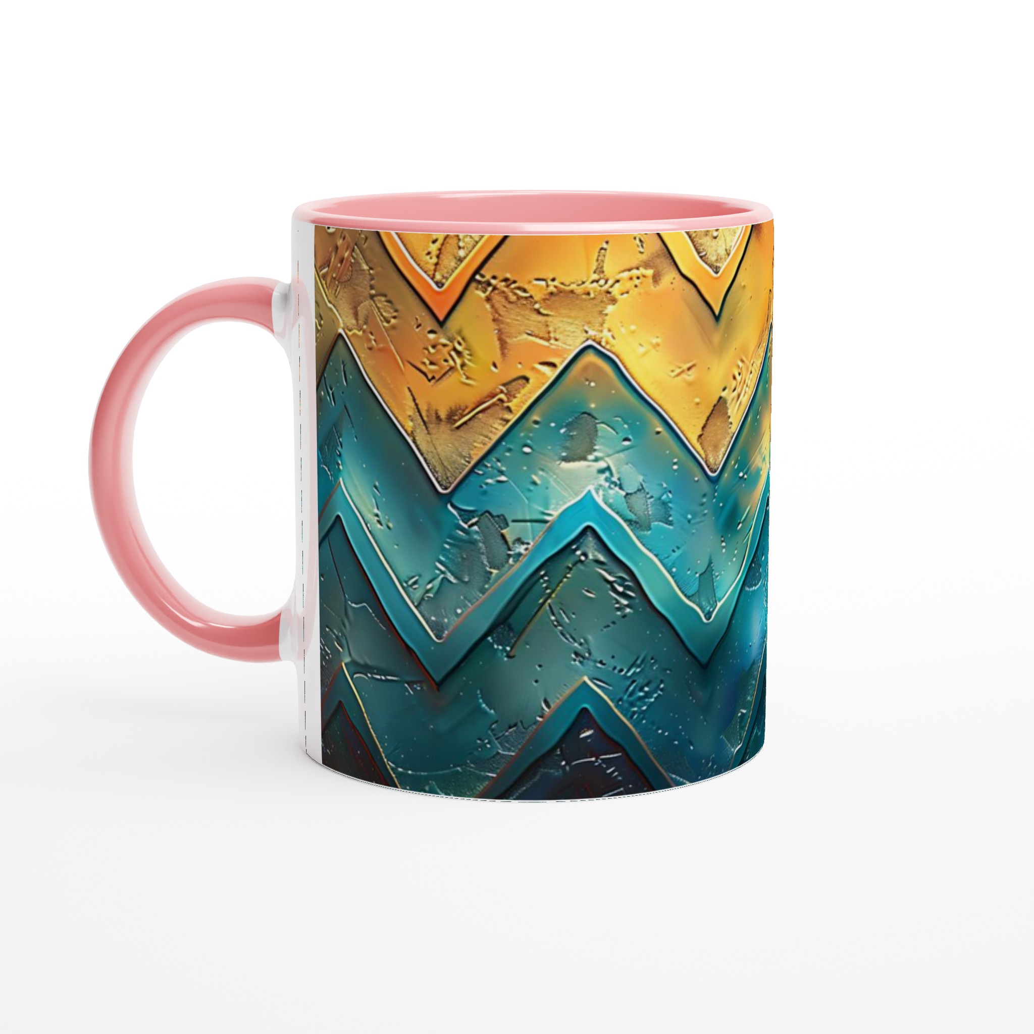 Vit 11oz keramisk mugg med levande zigzag-konst i sprakande färger 6 5fdb7821-a16d-4a40-8cfe-08ea47756508