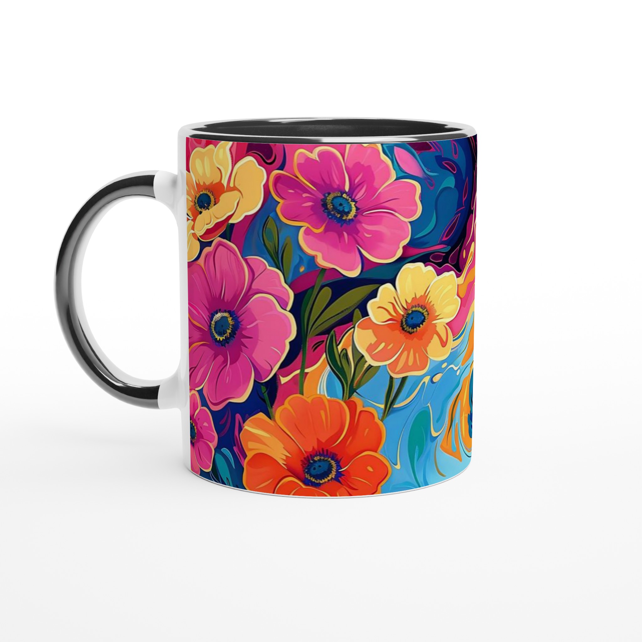 Abstrakt Blomsterprakt Mugg - Färgexplosion för Kaffe & Te i Flera Keramiska Nyanser 4 5febb03c-1b3c-43c8-875b-e219307ad4bb