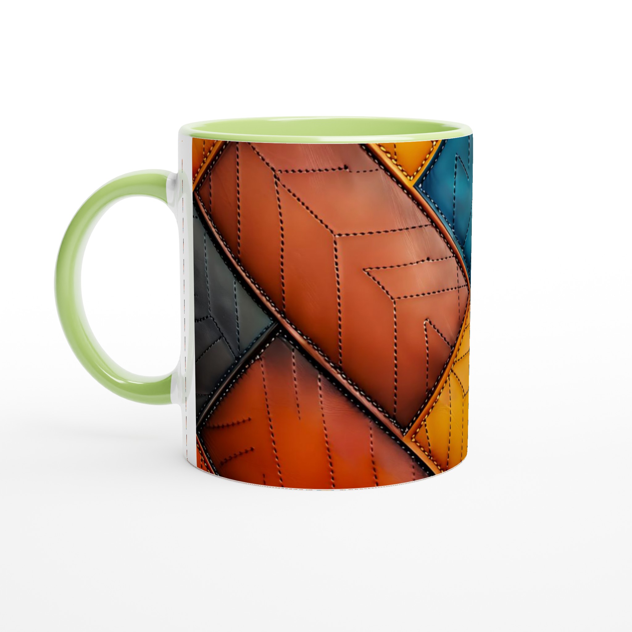 Konstnärlig 11oz Keramisk Mugg – Färgglad Geometrisk Design i Vågad Quiltstil 7 60154e58-147f-463b-9f62-0cf9a931acd6