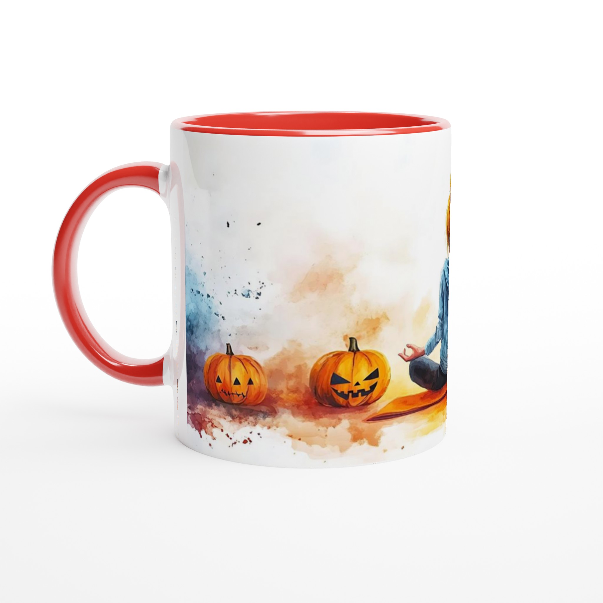 Zen Halloween Mugg - Skrämmande Avslappnad Yogapumpa i Akvarellstil, Välj bland Flera Färger 5 601f87d4-0d73-4ef4-accb-04cdbad19cd7
