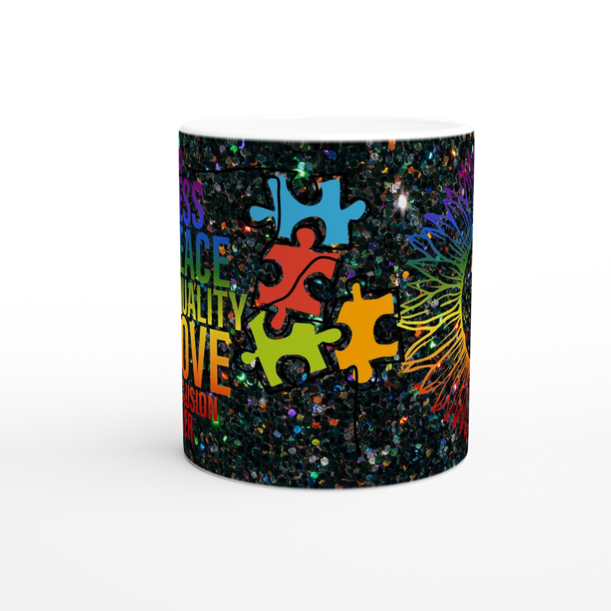 Vit 11oz keramisk mugg med färgglad inkluderingsdesign i din favoritfärg 8 60266764-6021-45e3-96bb-876fdbf66cf5