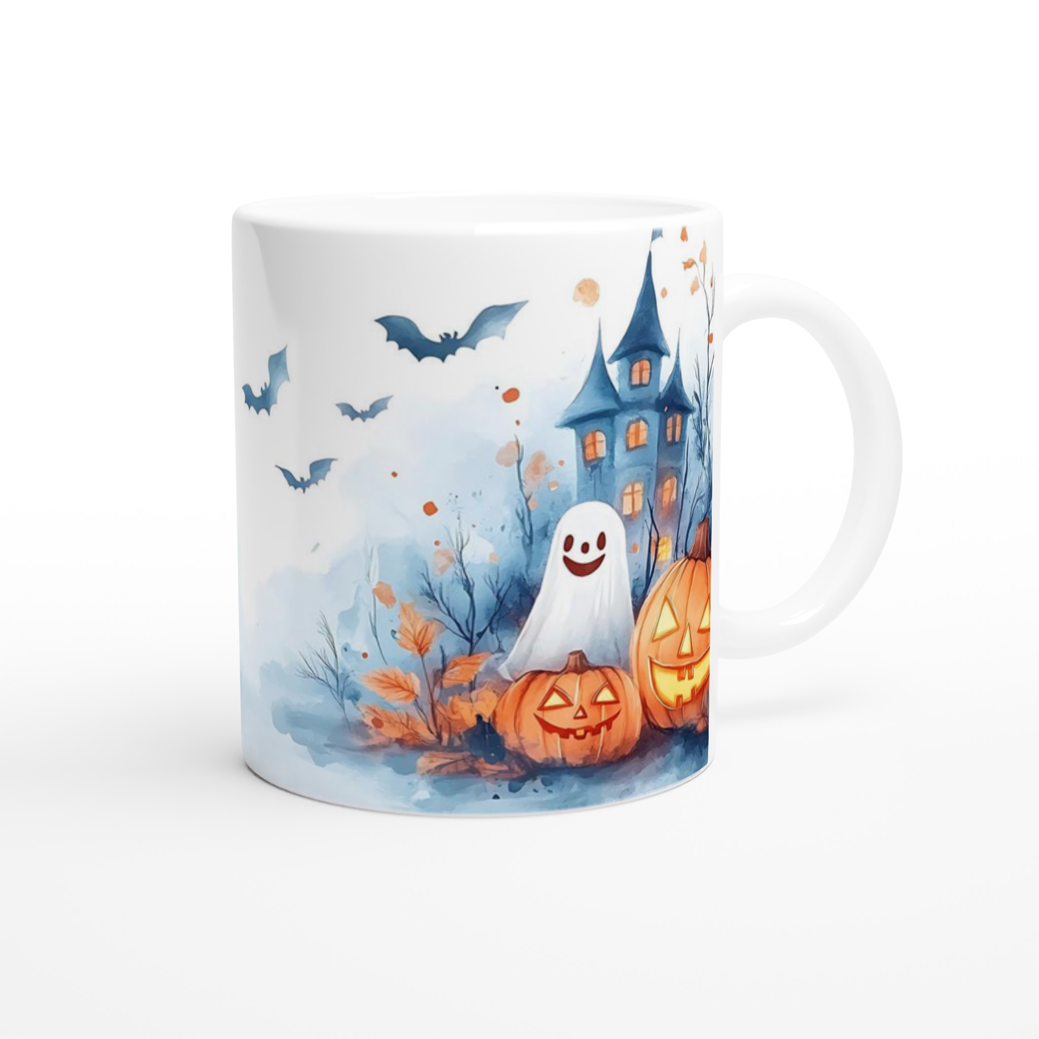 Spökhus och Spökig Pumpa Mugg – Halloween Akvarell Keramikmugg i 7 Färger 9 60311da4-f0f8-4505-aaa1-db633009e600