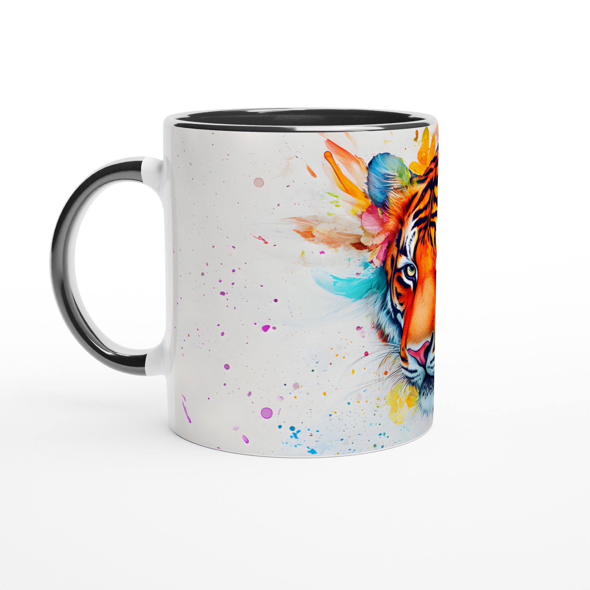 Färgsprakande Tiger Keramikmugg – Konstnärlig 11oz Kaffemugg med Akvarelldesign 4 604d452f-8a2a-4142-bcf2-e0132d32081d