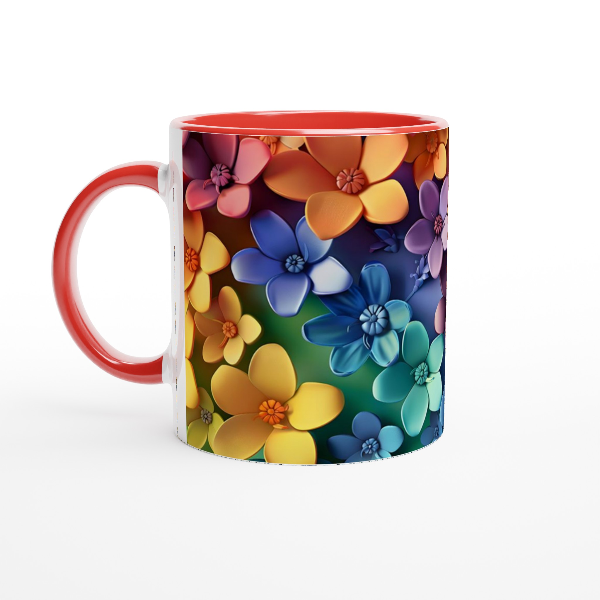 Färgsprakande Blomstermugg – 11oz Keramikmugg i Ditt Val av Färg 5 6101e2b7-515a-4f34-bdaf-ab5b406c2c1d