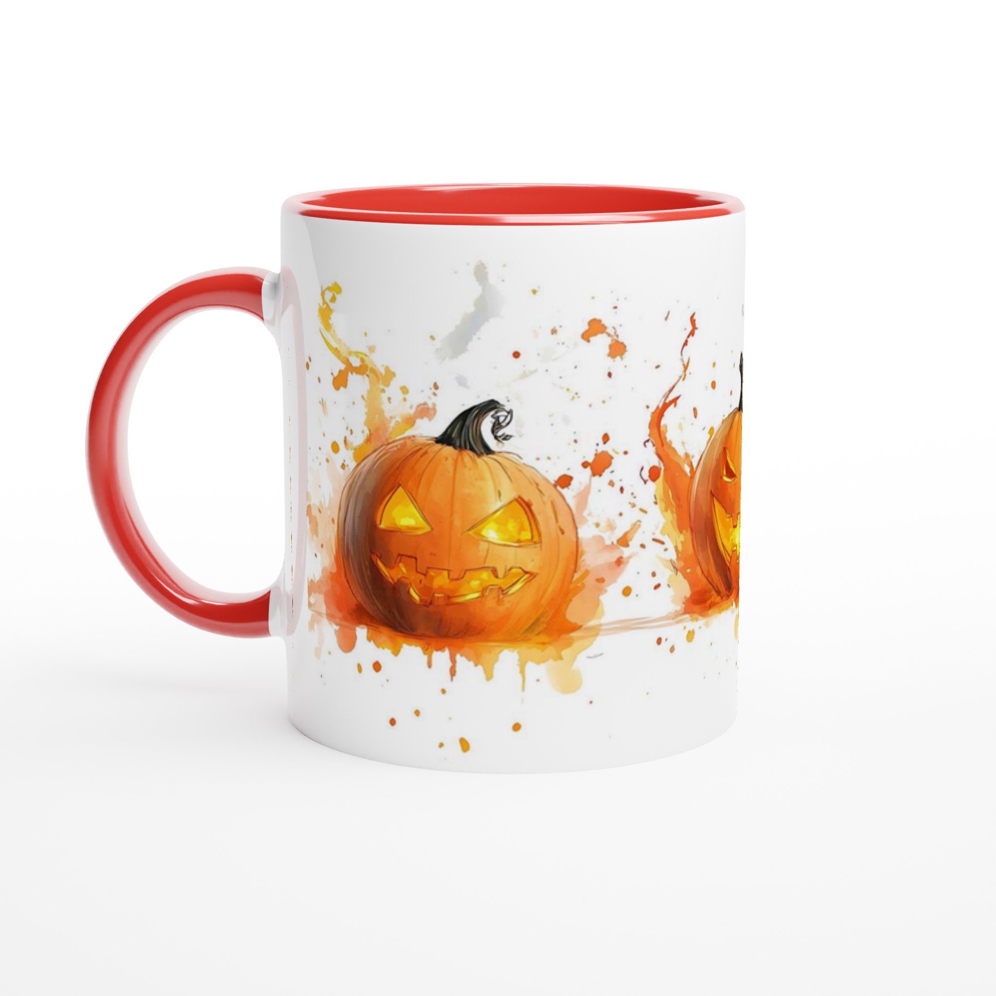 Skrämmande Jack-O'-Lantern Keramikmugg – Halloween Vattenfärg Design, Välj din Färg 5 610fff69-44e4-4192-af2c-742a6b6e15bc
