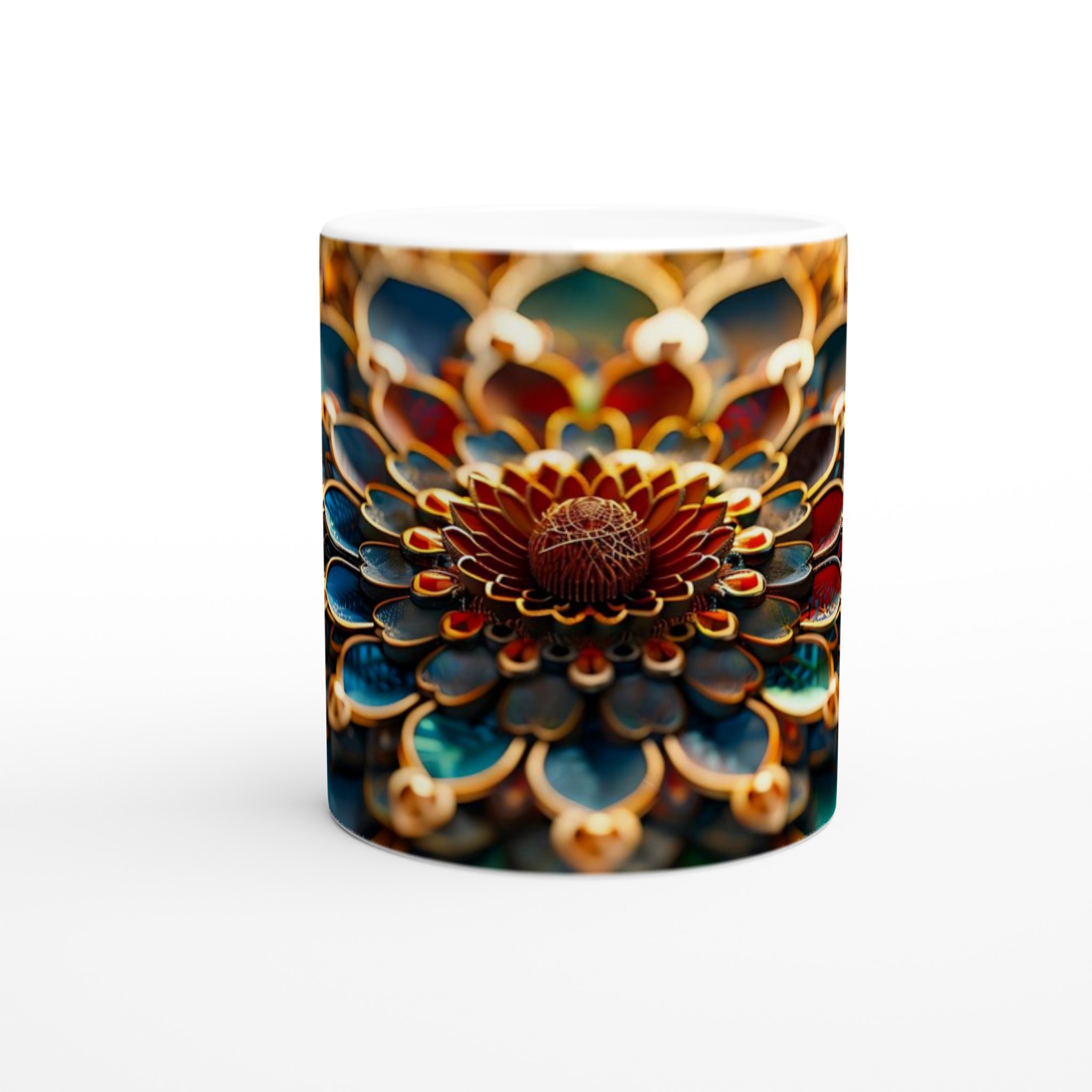 Zen Mandala Mugg – 11oz Keramisk Kaffemugg med Lugnande Design i Blått & Guld 8 6151cddc-eea3-42b0-8887-57d3a70b60d1