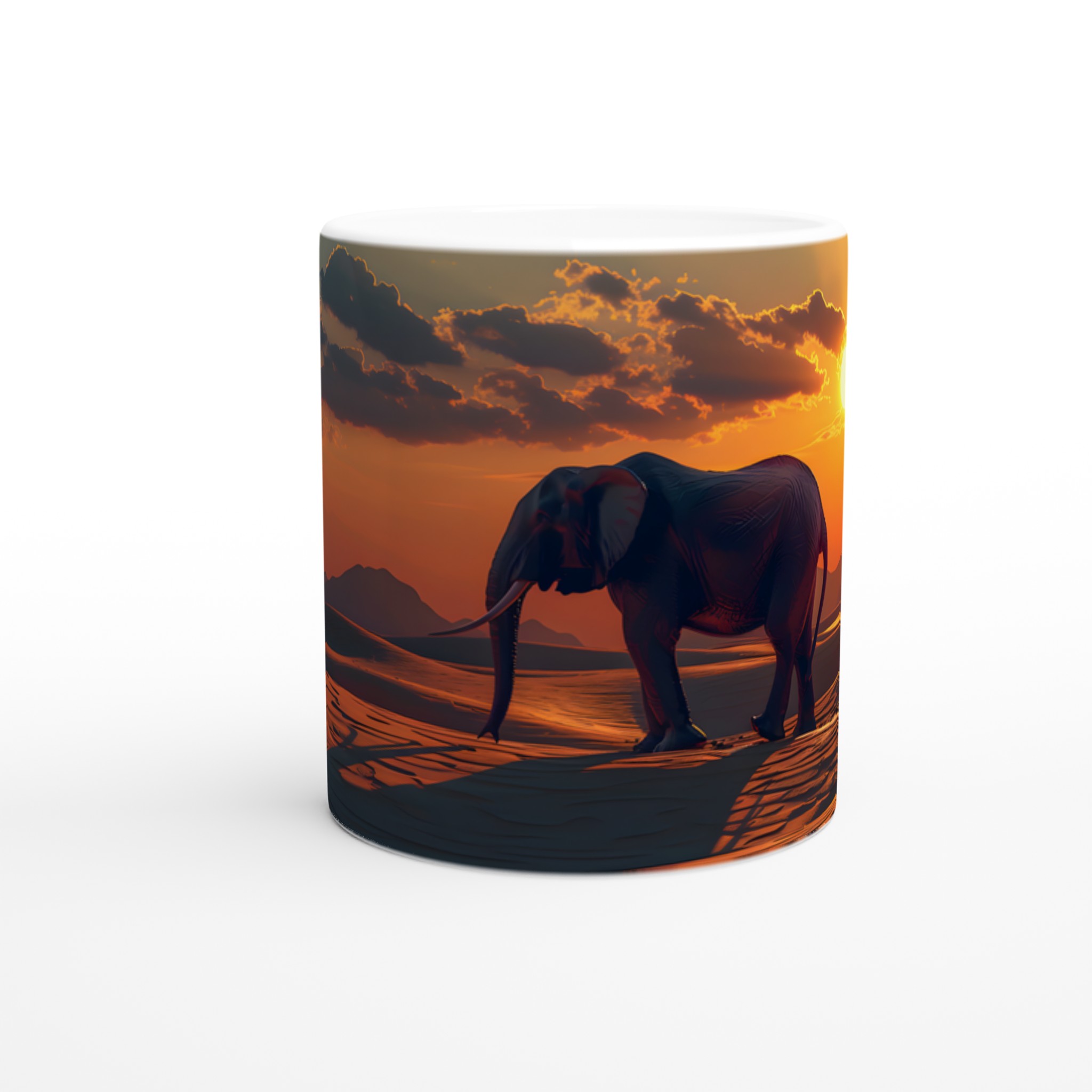 Majestätisk Elefant Solnedgång Mugg – 11 oz Keramisk Mugg i Valfri Färg för Äventyrsälskare 8 6158b154-f8fc-4cef-8502-98efce1881f9