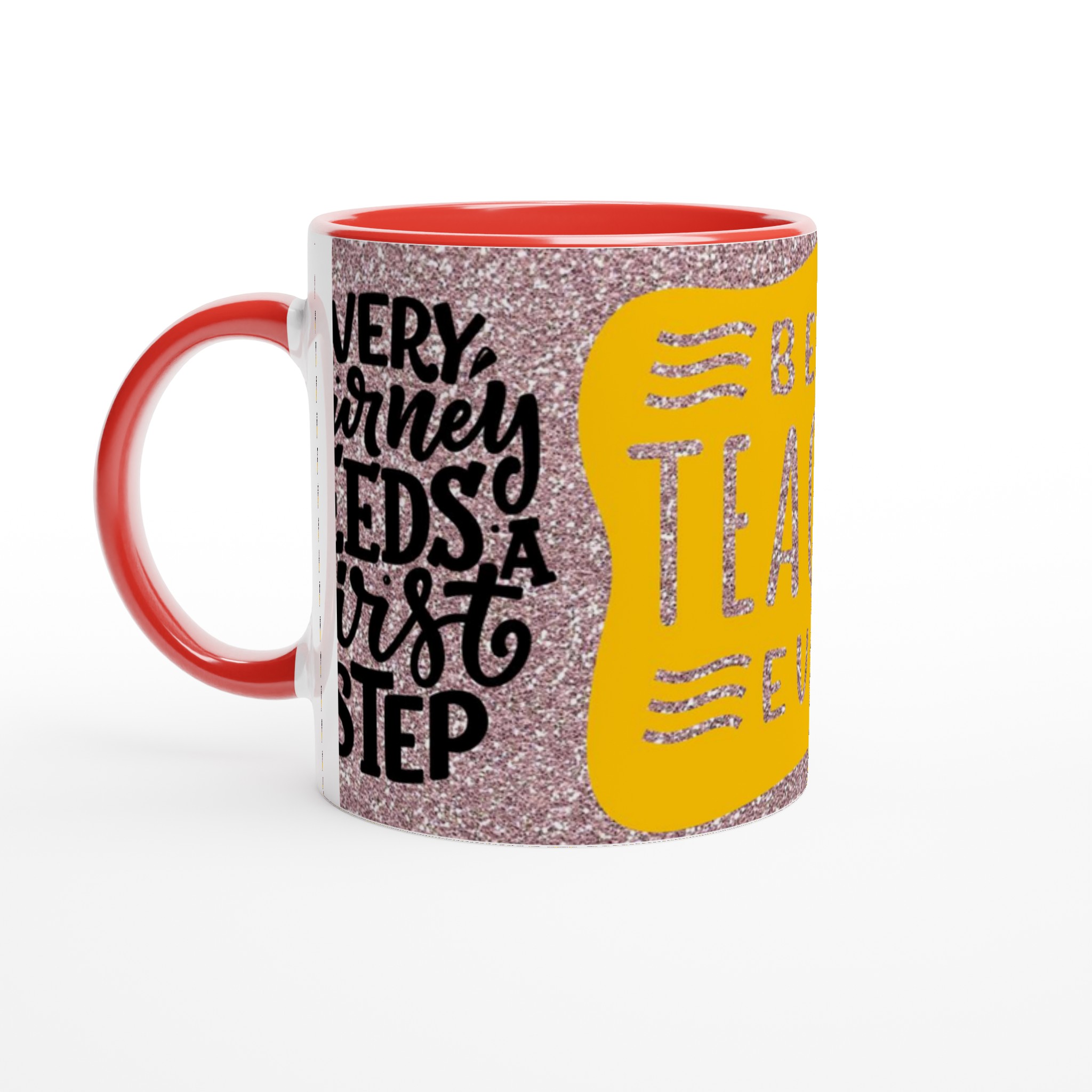 Vit 11oz keramisk mugg med glittrande hyllning till bästa läraren – välj bland sju färgglada keramiknyanser 5 61649a07-3807-44ed-8081-70d5cac370e2