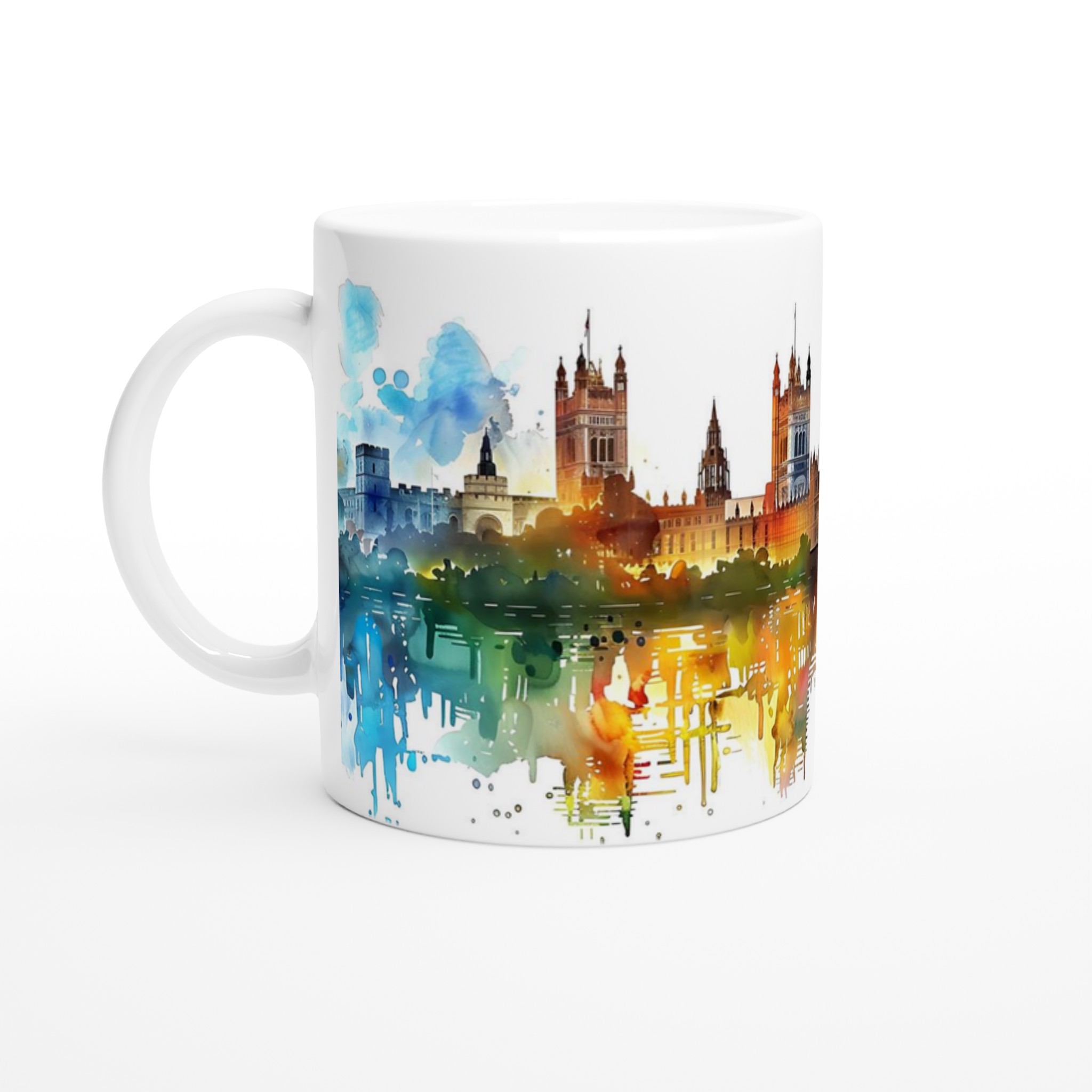 London Watercolor Skyline Mugg – Konstnärlig Siluett i Glada Färger, 11 oz 1 61c31acd-77da-4bc1-99e5-feee2b5b9dac