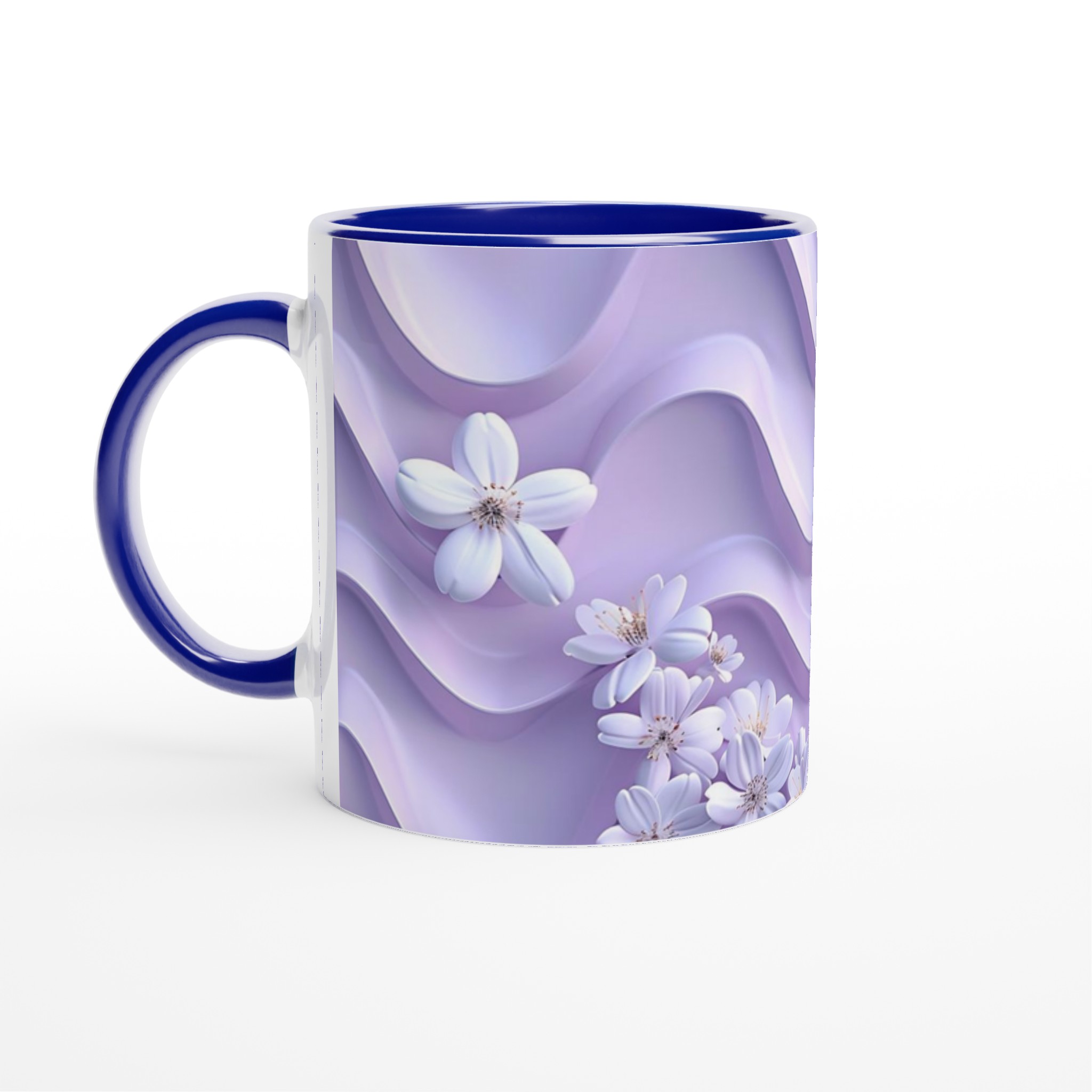 Vårblommor på Vågformad Bakgrund – 11oz Keramikmugg i Valfri Färg 2 61e04e17-897a-406e-9741-c6145c6b92a7