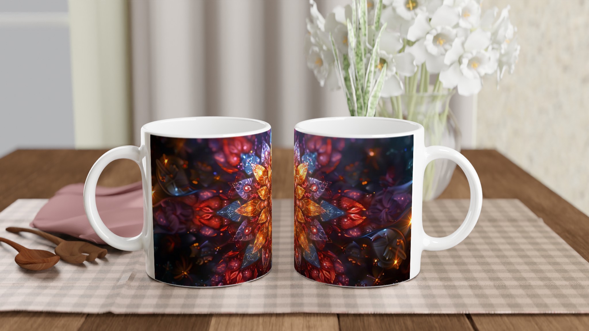 Kosmisk Mandalablomma Keramikmugg - 11oz Magisk Mugg i Valfri Färg 10 61e9722e-6040-47c0-b43b-5d523809eae0