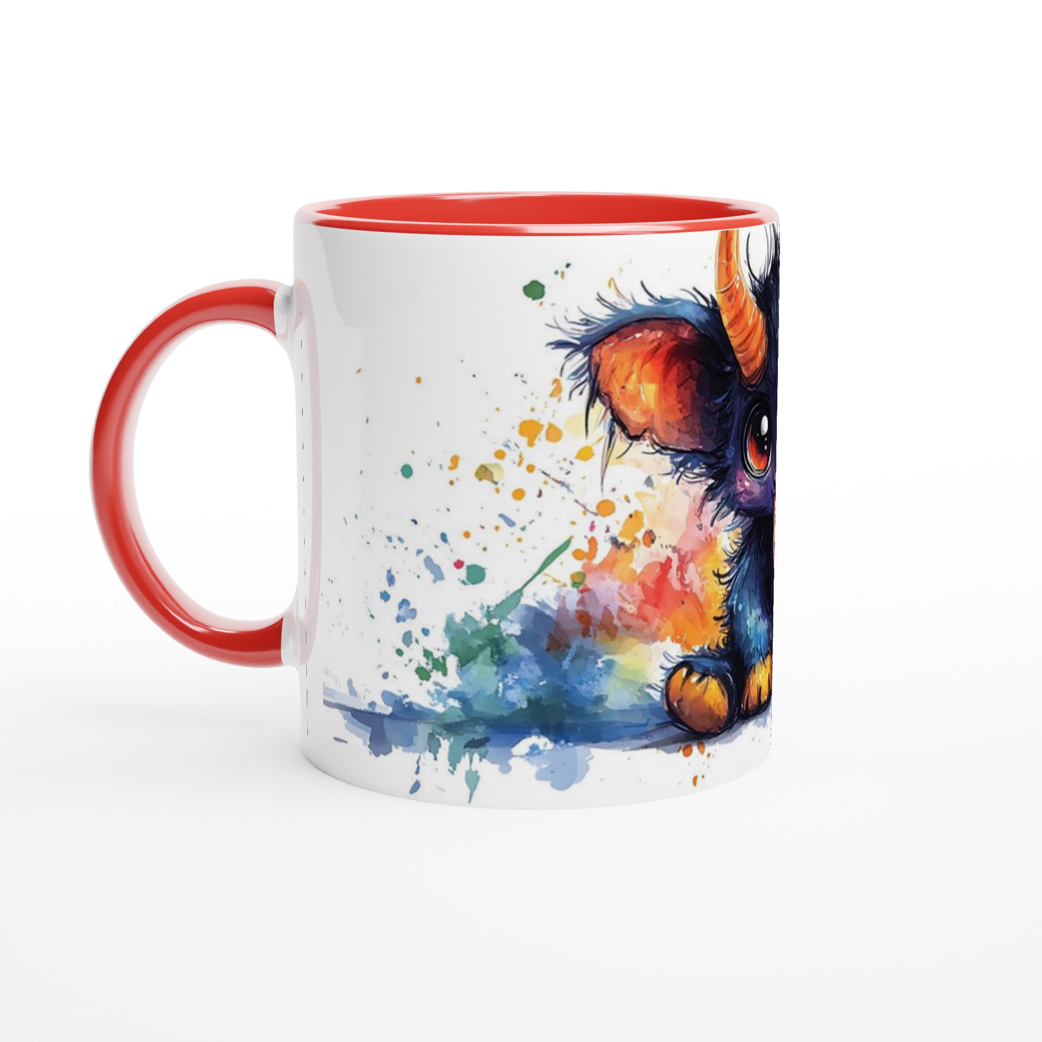 Söt Liten Djävul Keramikmugg – Färgglad Akvarell Stil 11oz Kaffemugg 5 621861d6-718c-46c5-a3dc-1451bbacf8a3