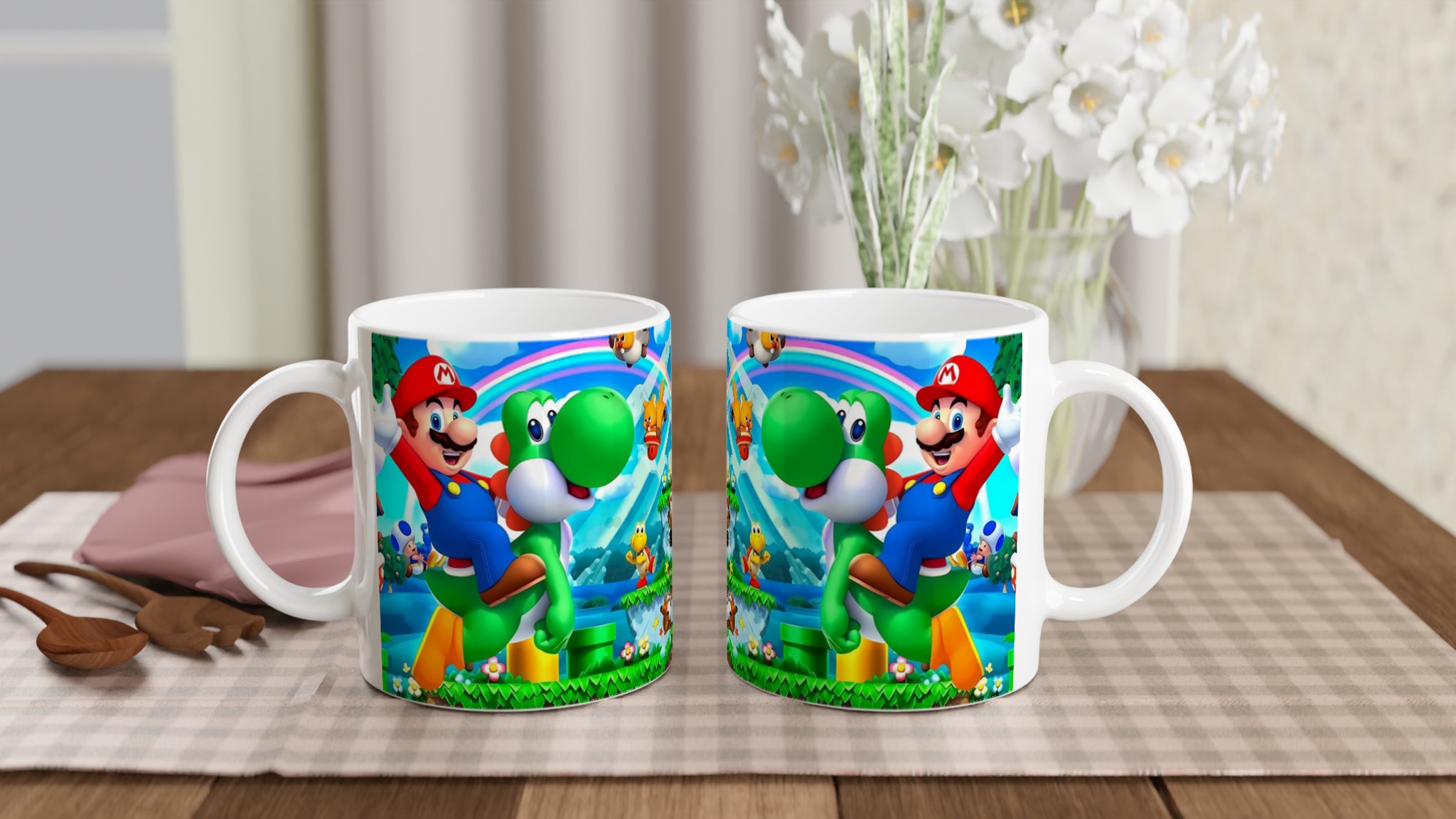Vit 11oz keramisk mugg med färgstarkt Super Mario-tema i flera färgval 10 6221a4c6-c30a-4241-b6b1-766cab6d7391