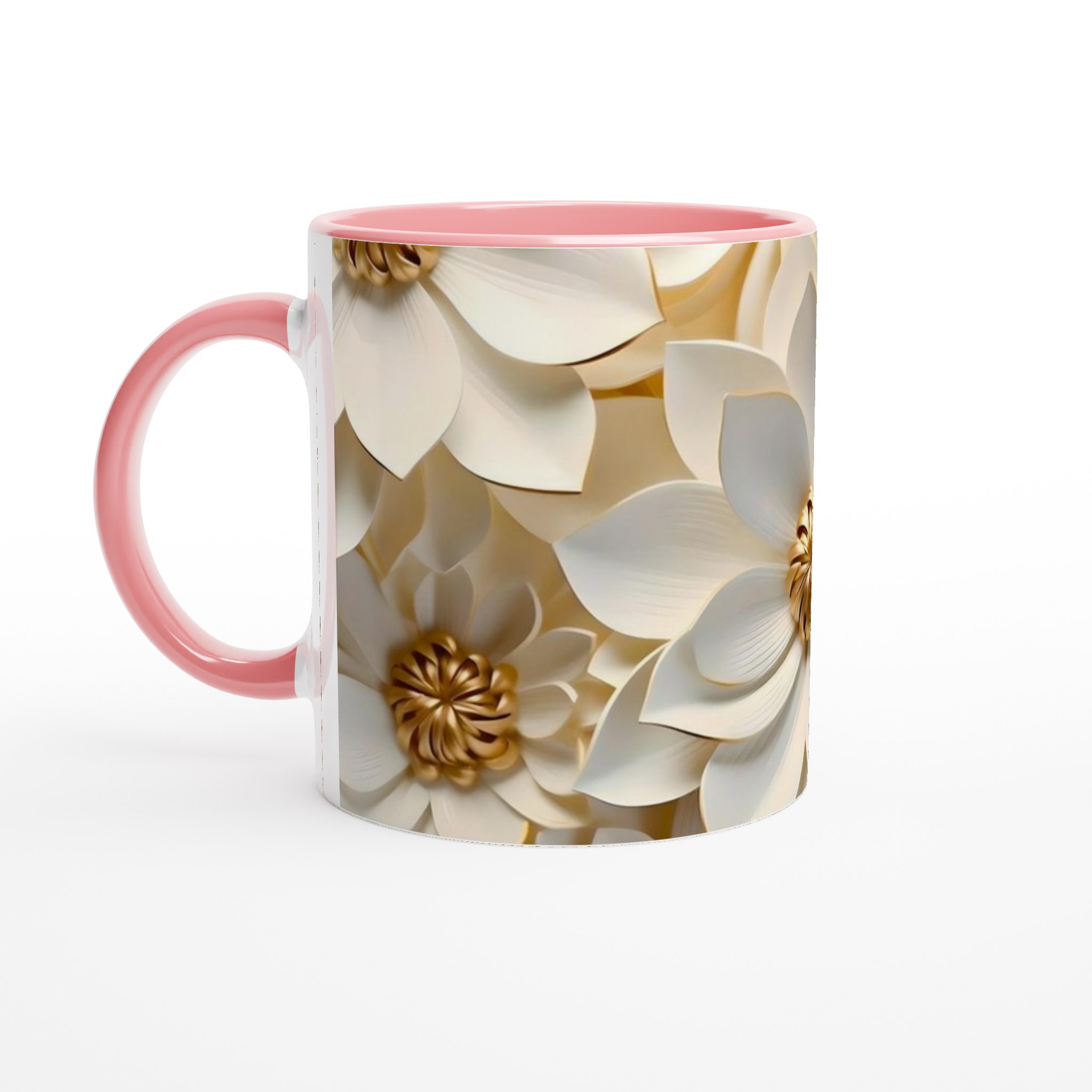 Vit 11oz keramisk mugg med elegant, blomstrande gulddetalj – välj din perfekta färg 6 62556a3b-ebea-4f9c-8db8-ede8e930226f