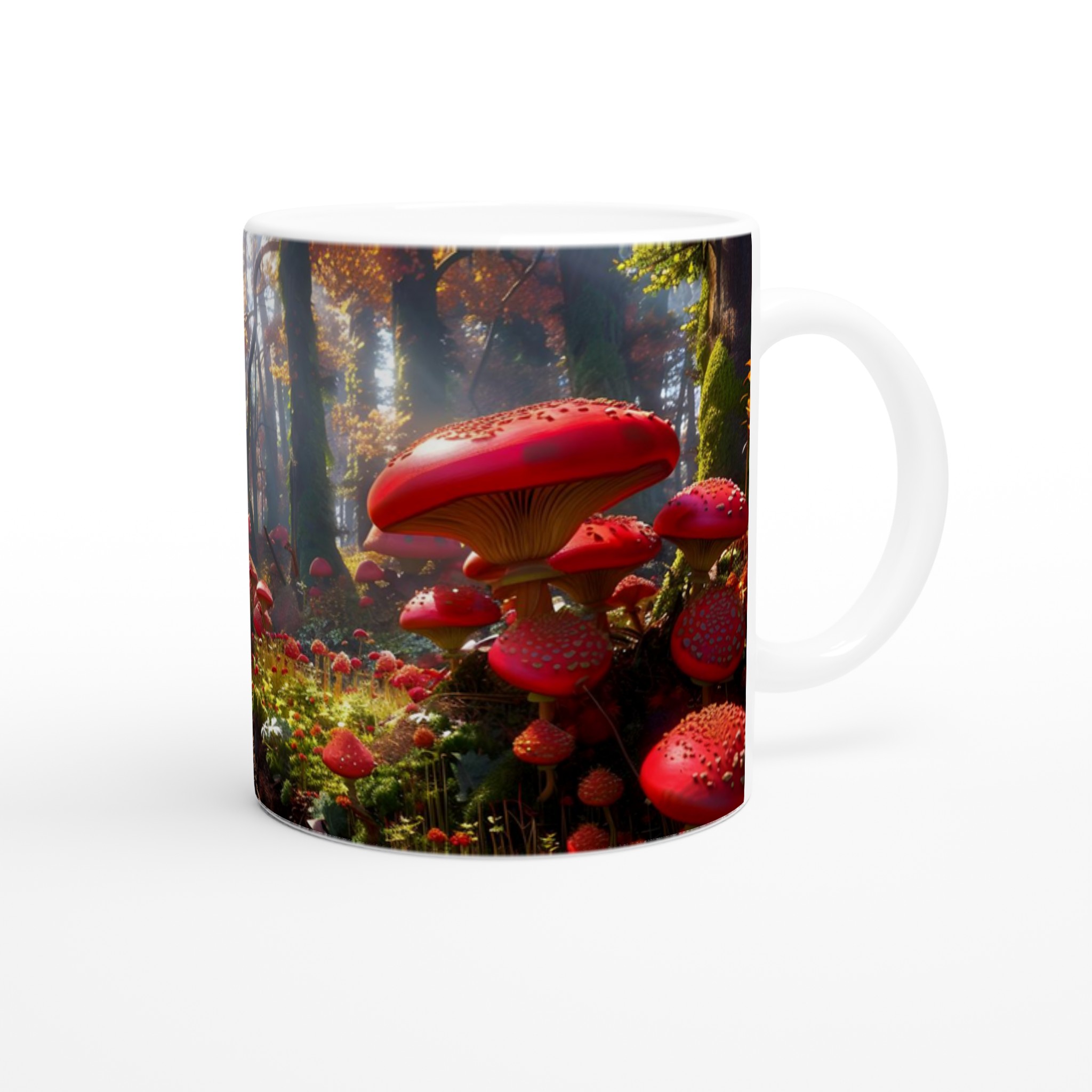 Förtrollad Skog Mugg – Levande Röd Svamp Design på 11oz Keramikmugg 9 626a2ad9-a847-4a97-90f5-7c92affd4eec