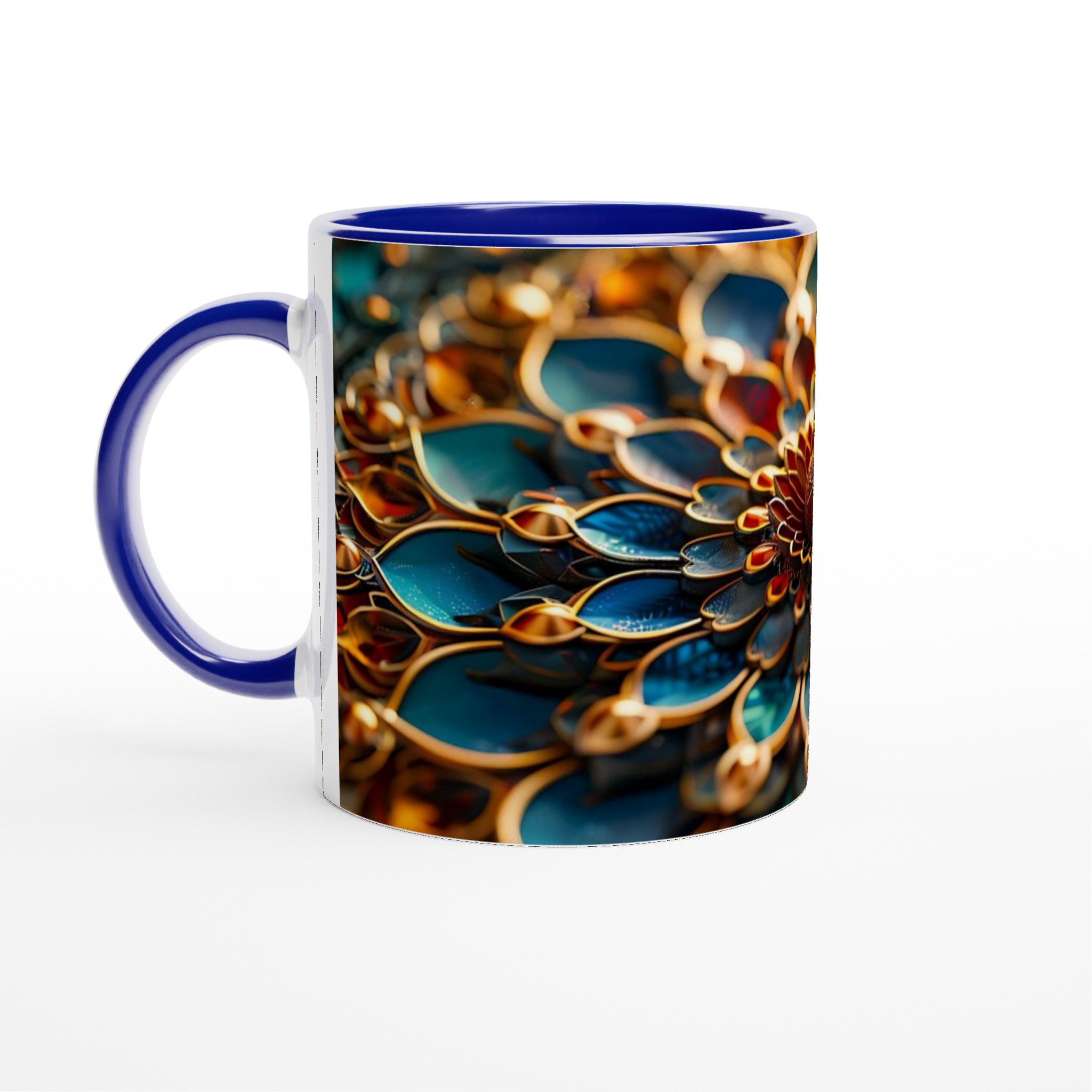 Zen Mandala Mugg – 11oz Keramisk Kaffemugg med Lugnande Design i Blått & Guld 2 626b0f51-bc38-4be4-8230-e68c85bbb43f