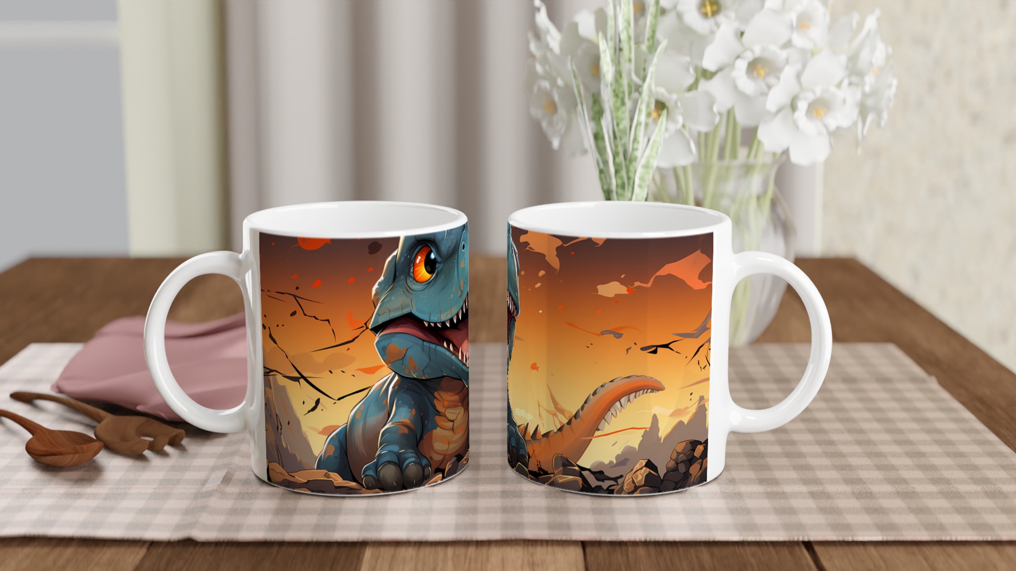 Vrålcool Dinosaurie Mugg – 11oz Keramisk Kaffekopp för Episka Dagar, Välj bland 7 Färger! 10 628b9f9c-db55-437f-9ee9-324969f24702
