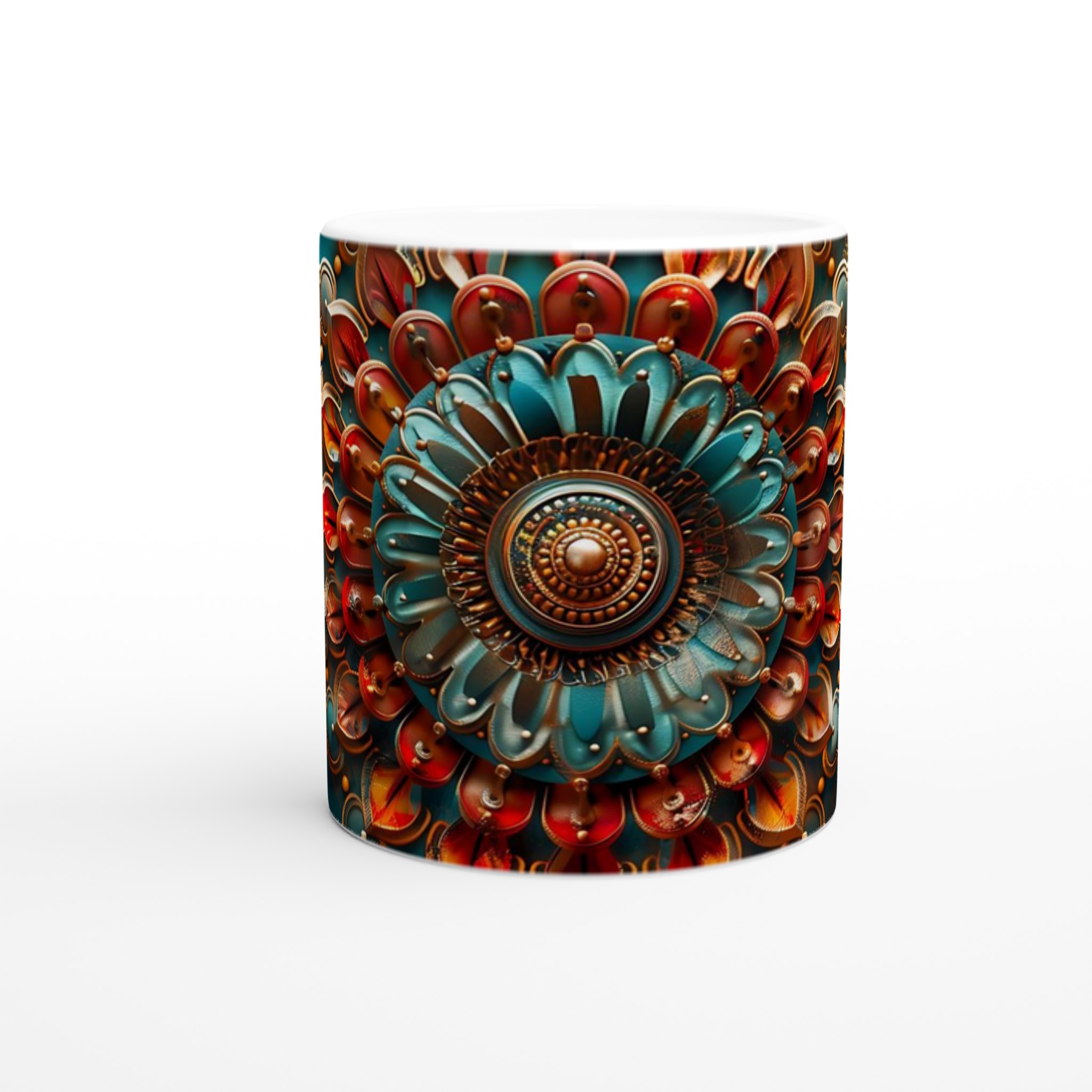 Abstrakt Mandala 11oz Keramikmugg – Teal, Roströd & Guld design i valfri färg 8 62934246-561c-464b-8c45-6bd0088bae5c