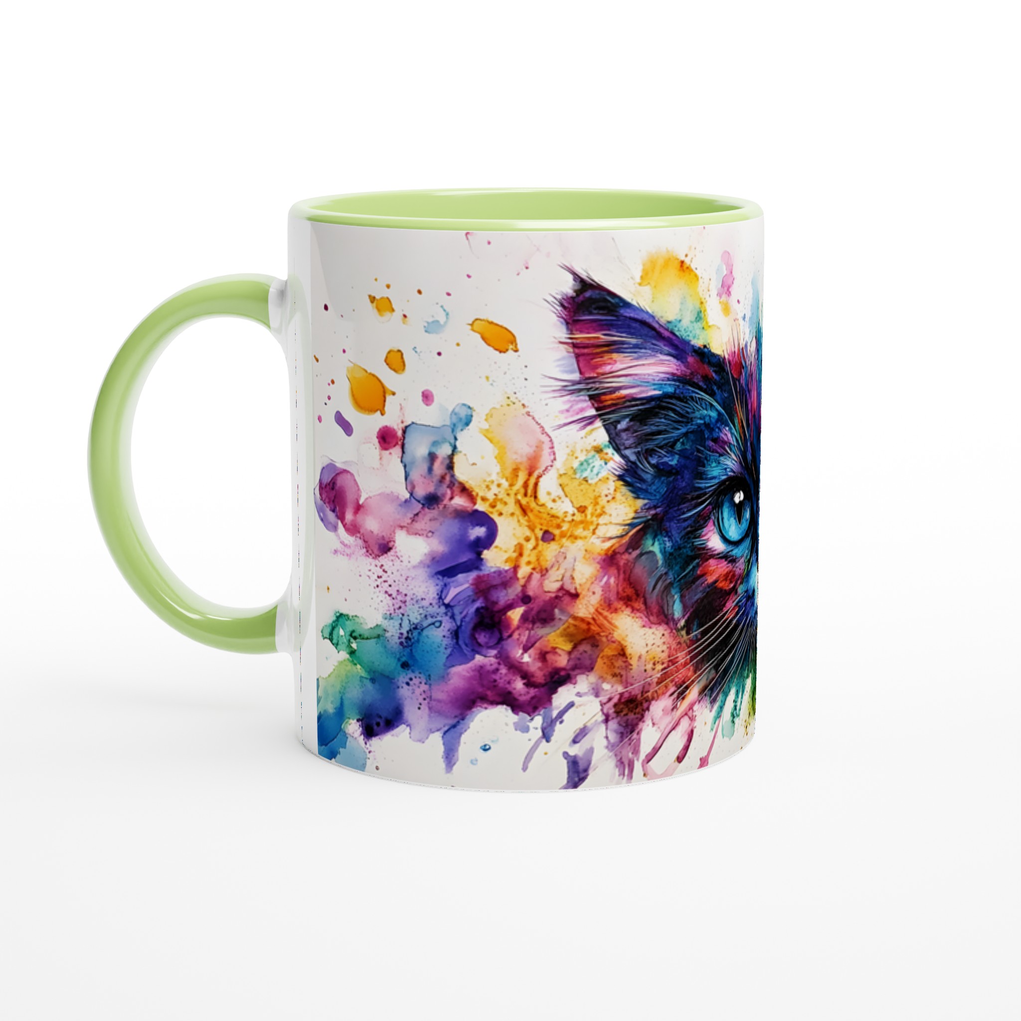 Färgsprakande Kattkonst Mugg - Unik Akvarell & Blomsterdesign - 11oz Premium Keramikmugg i Valfri Färg 7 629cf58d-4b01-4d60-a911-c1494031ee68