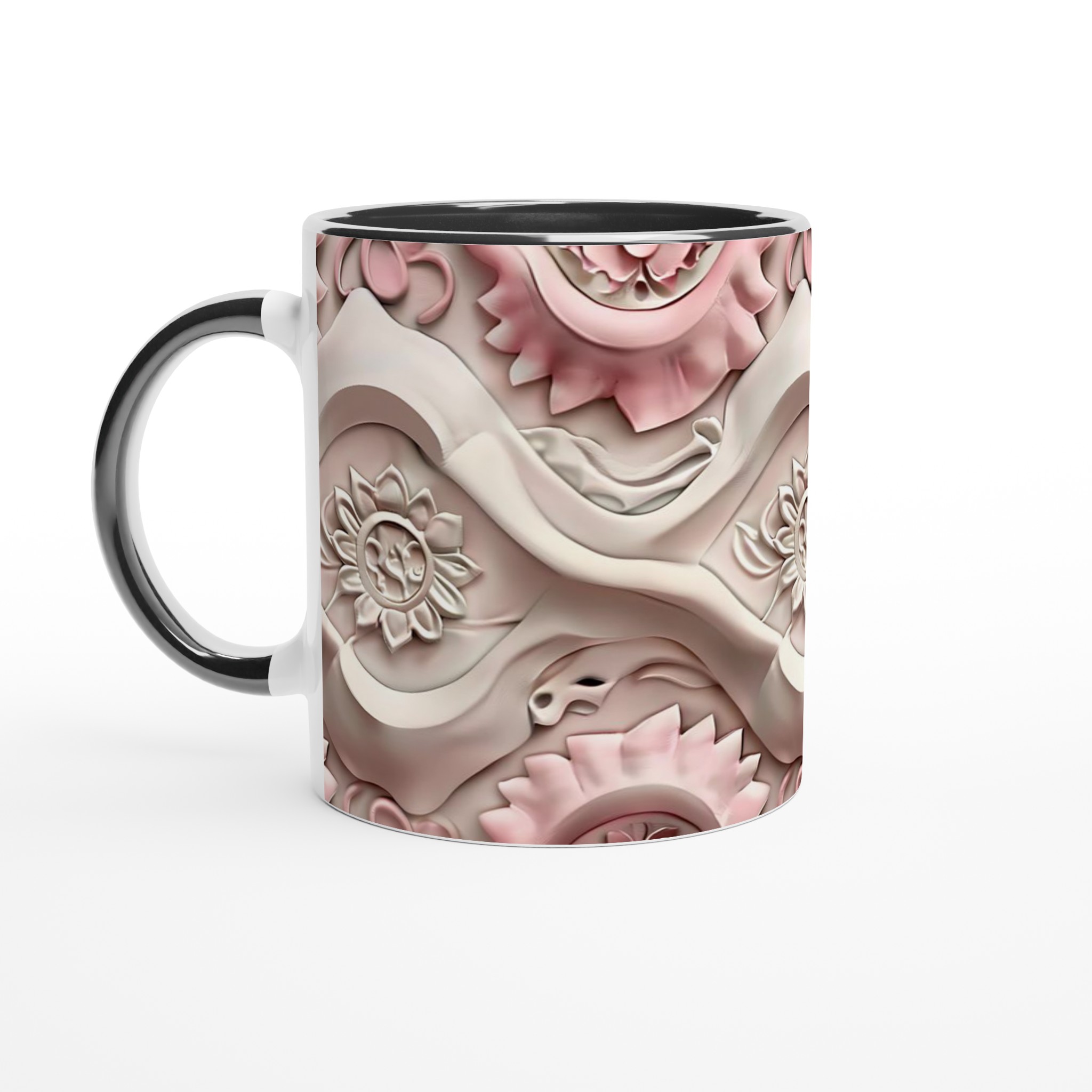 Elegant 11oz Keramisk Mugg – Delikat Reliefdesign i Rosa & Vitt, Välj bland 7 Förtrollande Färger 4 62a5760a-14de-4b65-aed2-d1a4701edef3