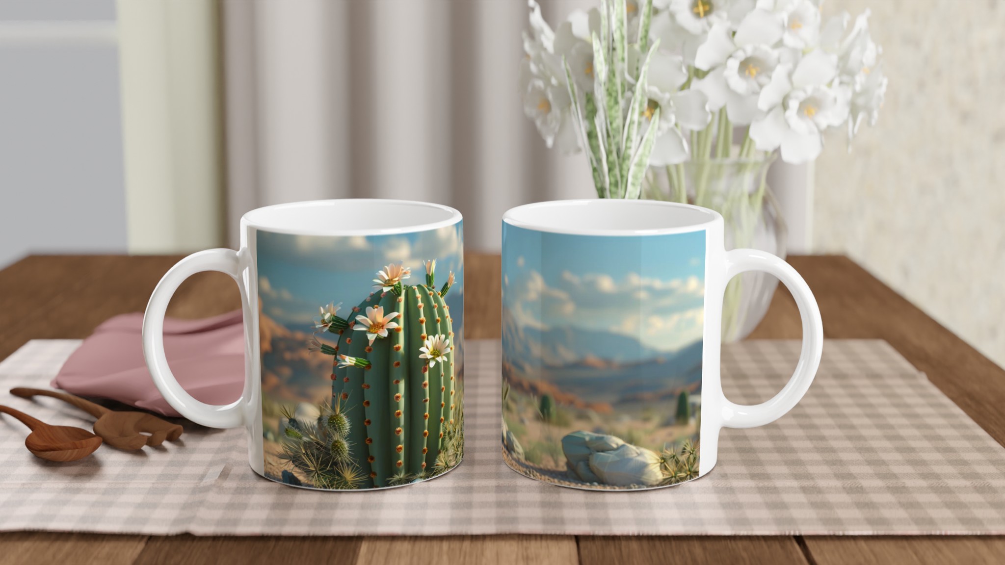 Kaktusblomster Keramikmugg - 11oz, Levande Desert Blommor för Kaffe & Te 11 62b83074-6a59-495b-b2bc-f82b78e547eb