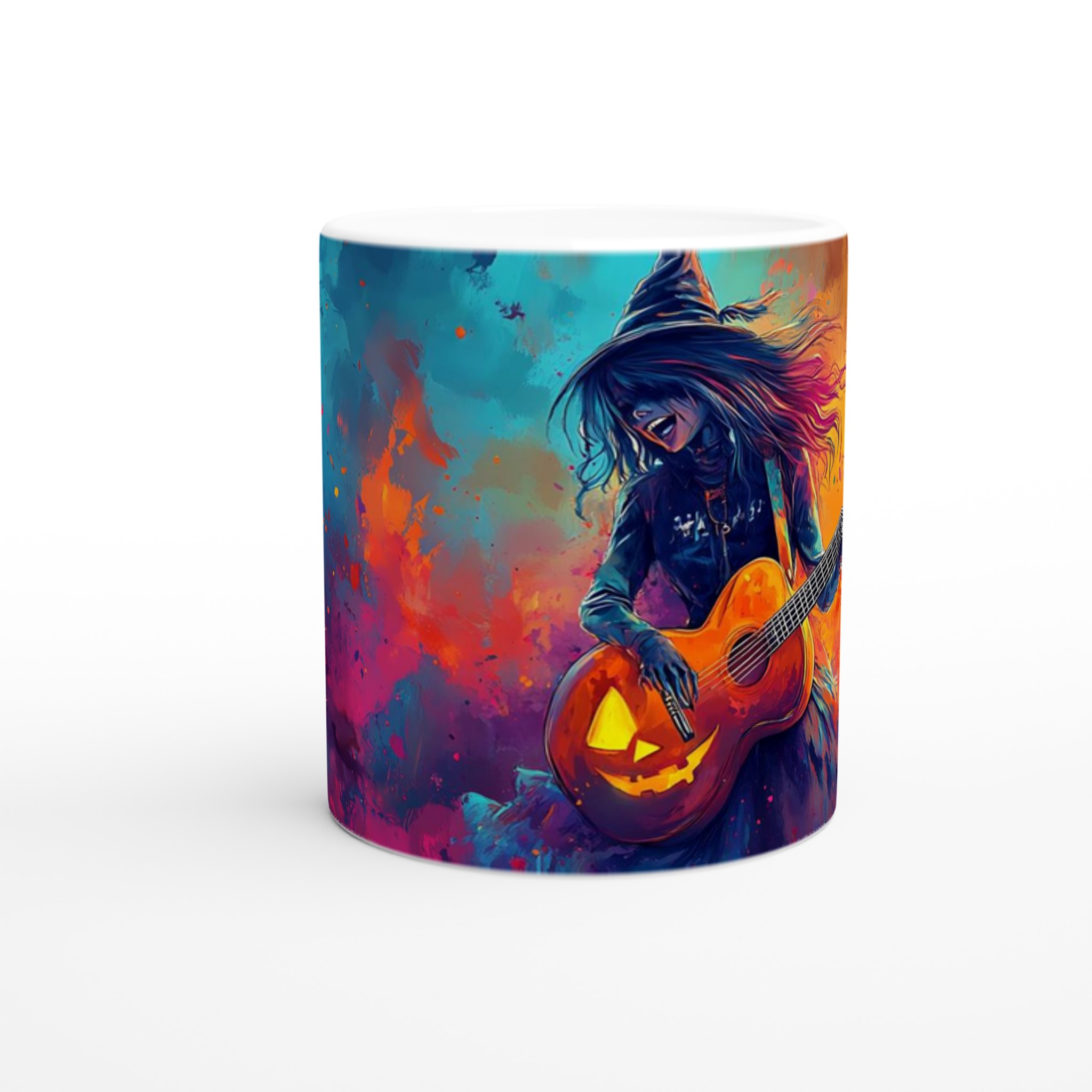 Rockande Häxa med Jack-o'-Lantern Gitarr - Konstnärlig 11oz Keramikmugg 8 62bee9ff-af9b-4f21-a6e9-e072c2197146