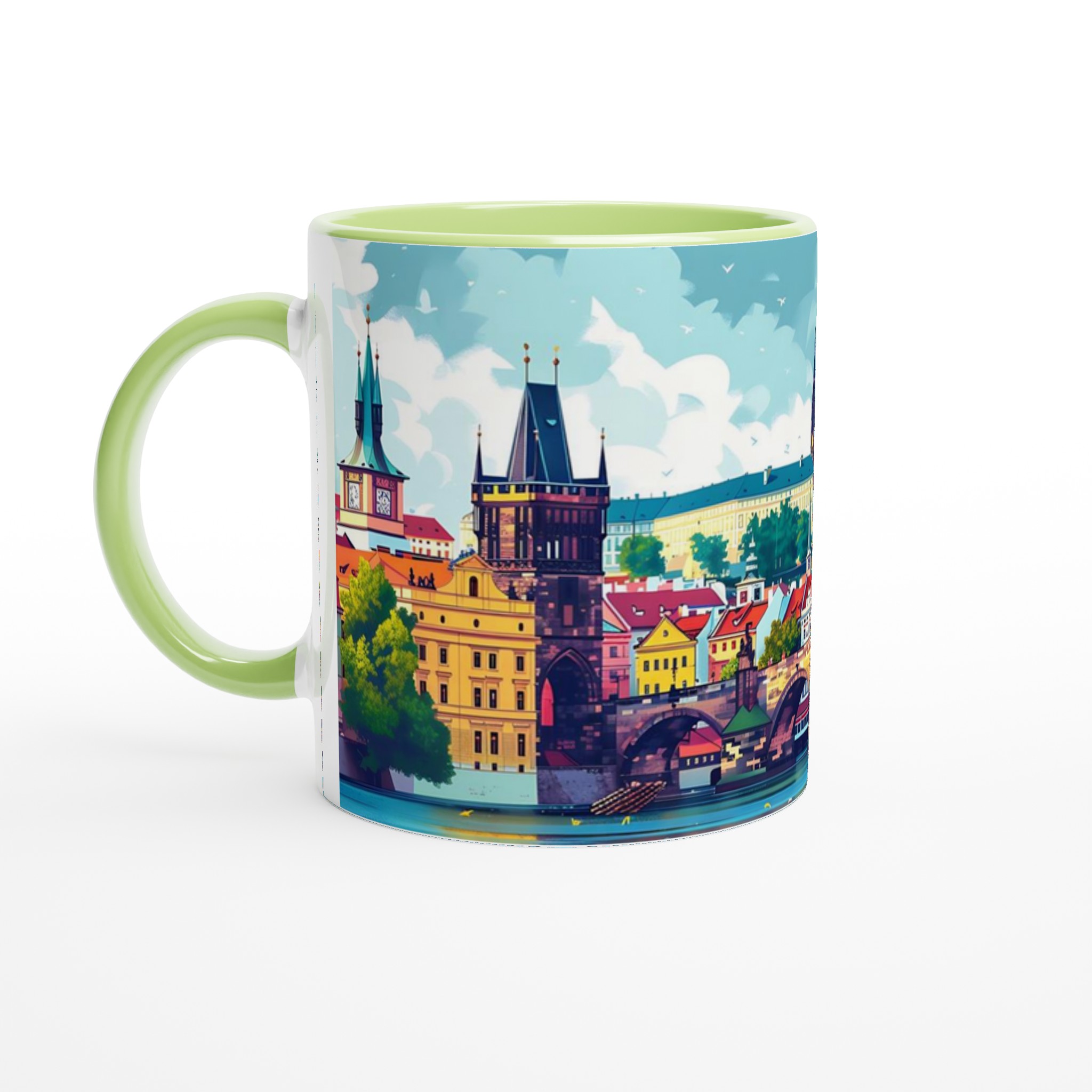 Prague Cityscape Illustration Mugg – Färgstark Keramikmugg, Välj din färg! 8 62d4867a-799c-4373-83d3-77a08aae37d1