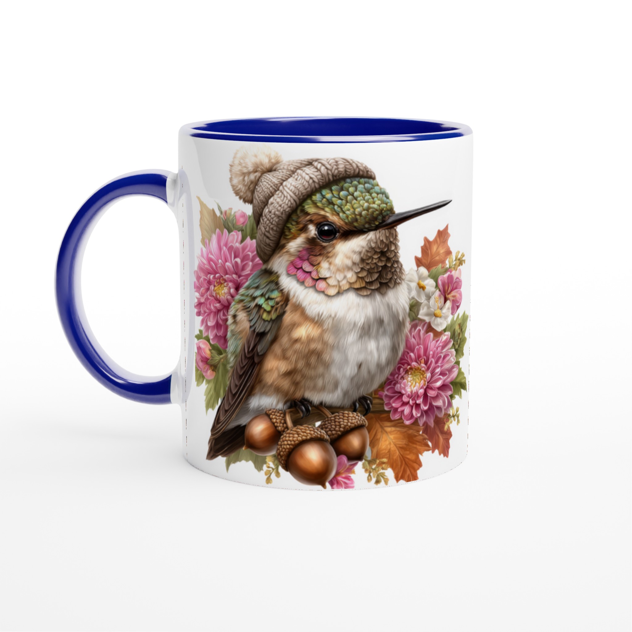 Vit 11oz keramisk mugg med färgstarkt kolibri- och blomsterdesign – välj bland sju livfulla färger 2 62df70f8-5f5b-4e46-8f96-66eb3dd04e96