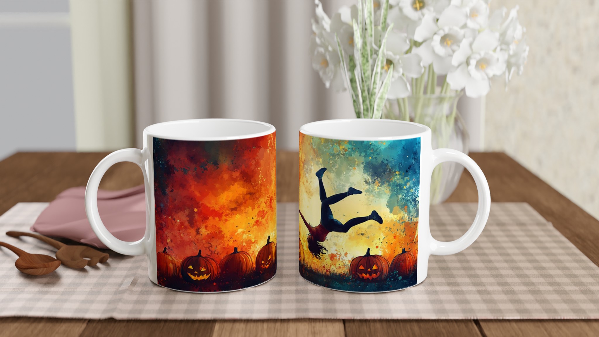 Magisk Halloween-Mugg - Dansande Silhuett & Pumpalyktor i Akvarell – Välj bland 7 Färger! 10 62ffd5b3-9c4a-43c5-9962-b108376e4d59