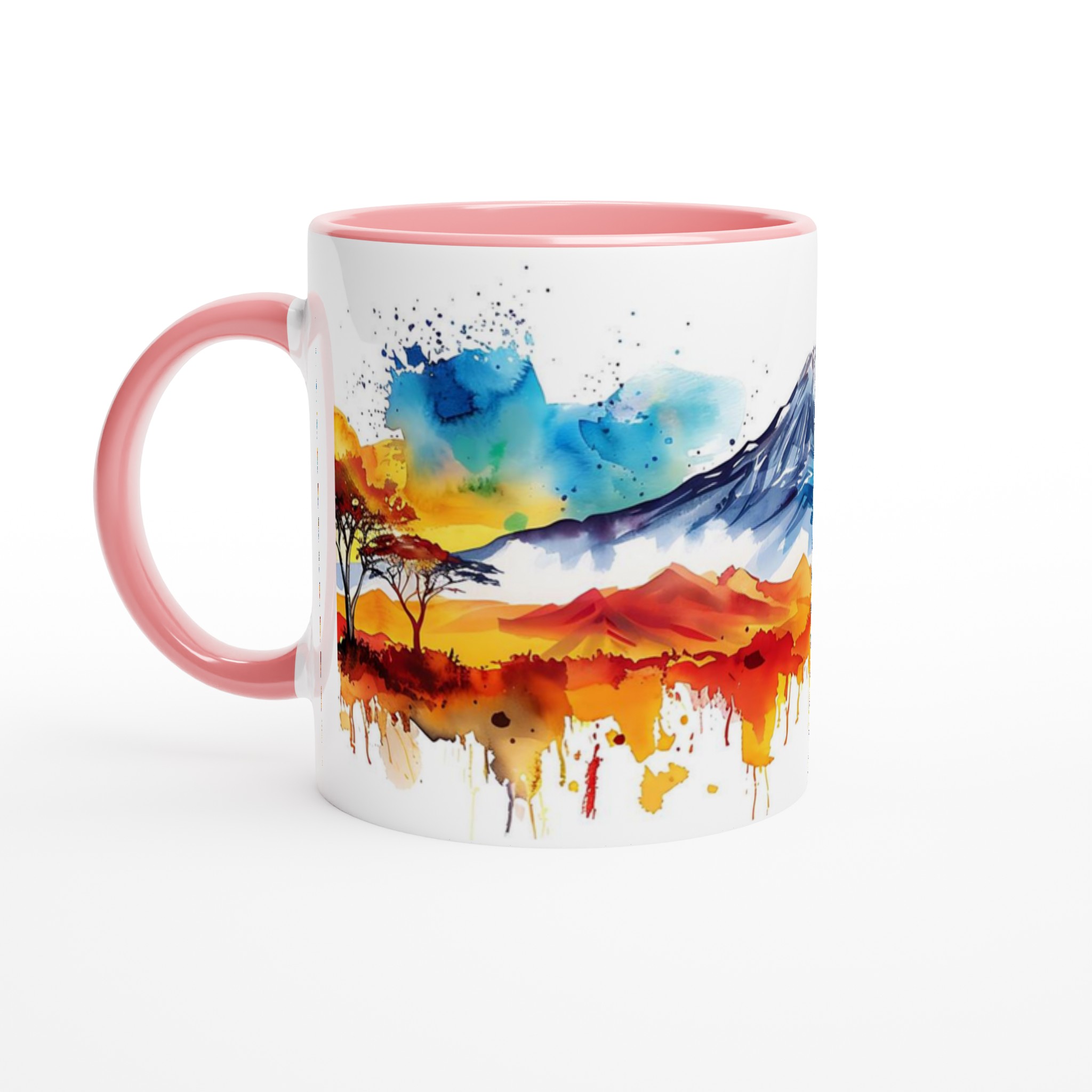Akvarell Berg & Solnedgång Kaffemugg – Färgsprakande 11oz Keramikmugg i ditt val av 7 nyanser 6 6301bd95-4862-410c-ac66-6783223bd176