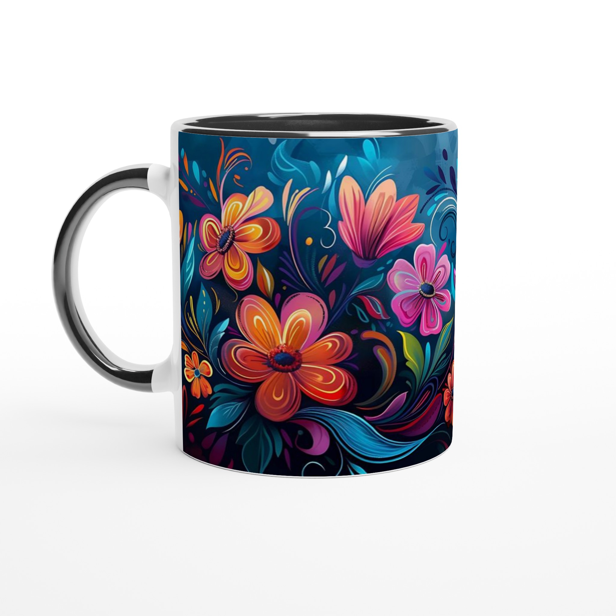 Färgsprakande Blomstermugg – 11 oz Keramisk Kaffekopp med Konstfullt Tryck i Valfri Färg 4 63167f74-3185-4c17-a9d4-4b4bd4805d08